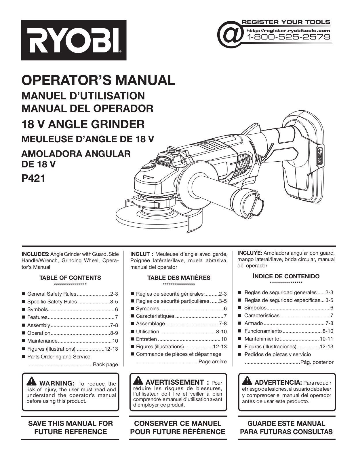 Ryobi P421 User Manual