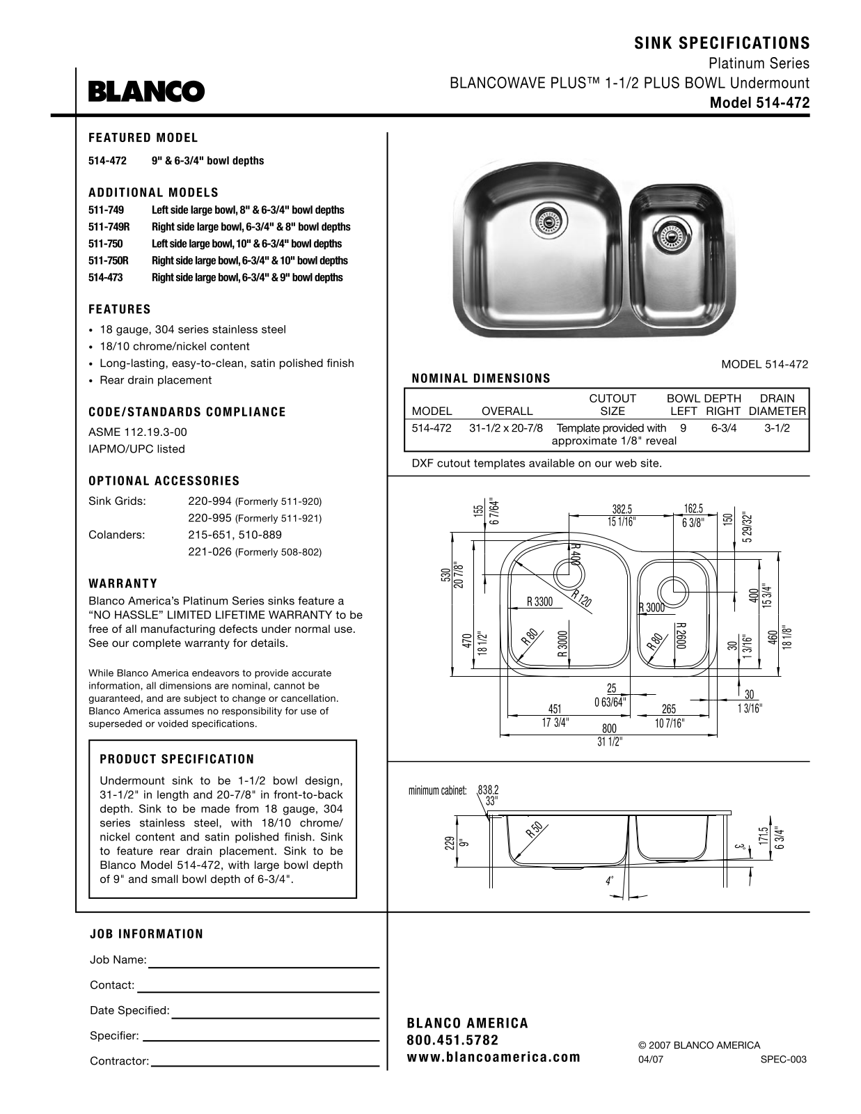 Blanco 514-472 User Manual