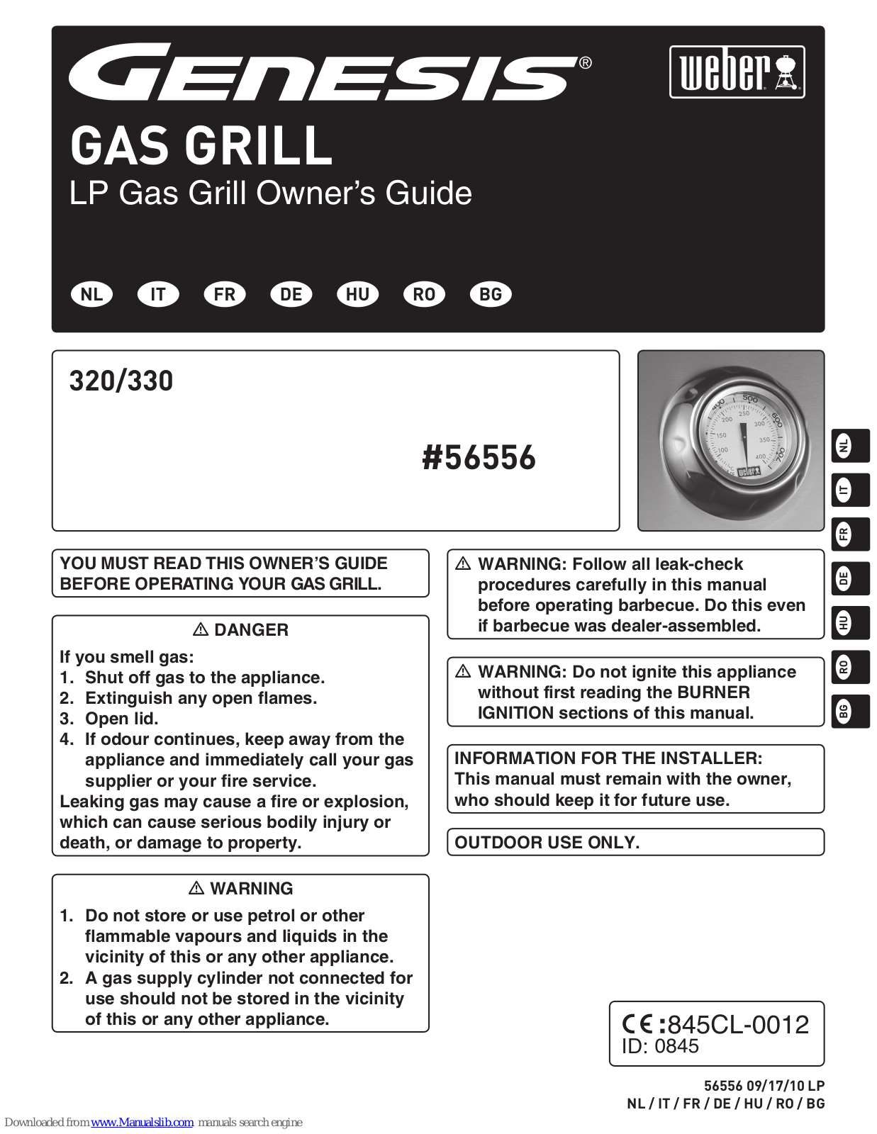 Weber Genesis 320 LP, Genesis 330 LP Owner's Manual