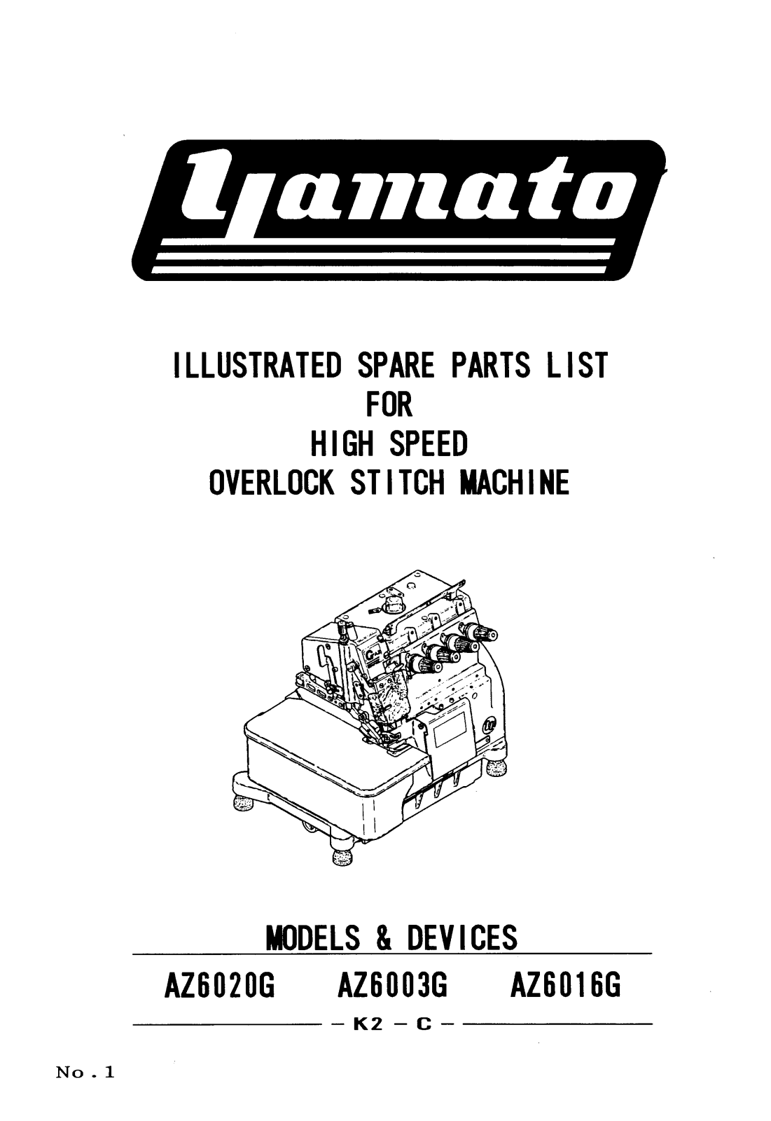YAMATO AZ6020G, AZ6003G, AZ6016G Parts List