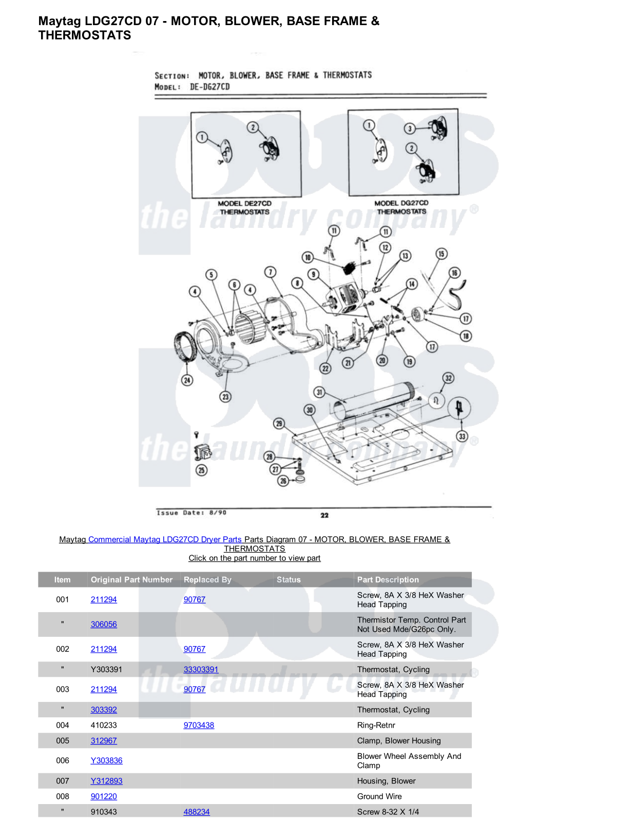 Maytag LDG27CD Parts Diagram