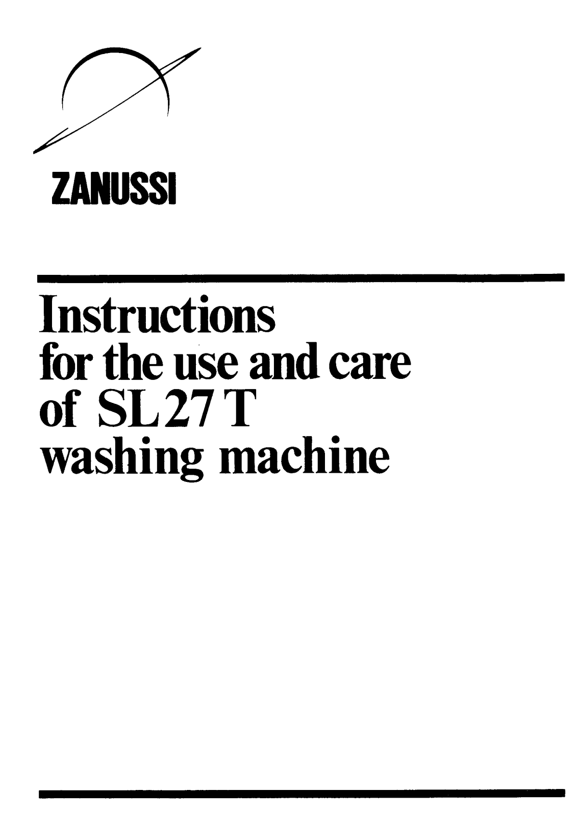 Zanussi SL 27T Instruction Manual