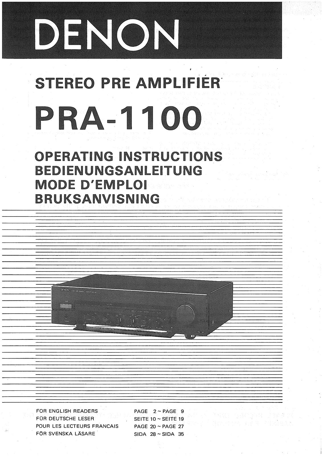 Denon PRA-1100 Owner's Manual