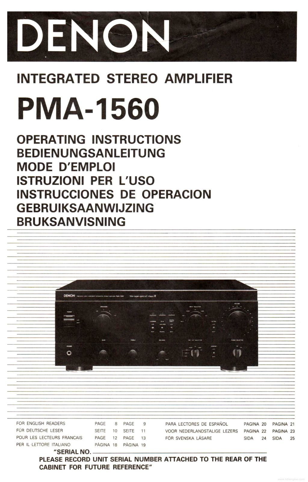 Denon PMA-1560 User Manual