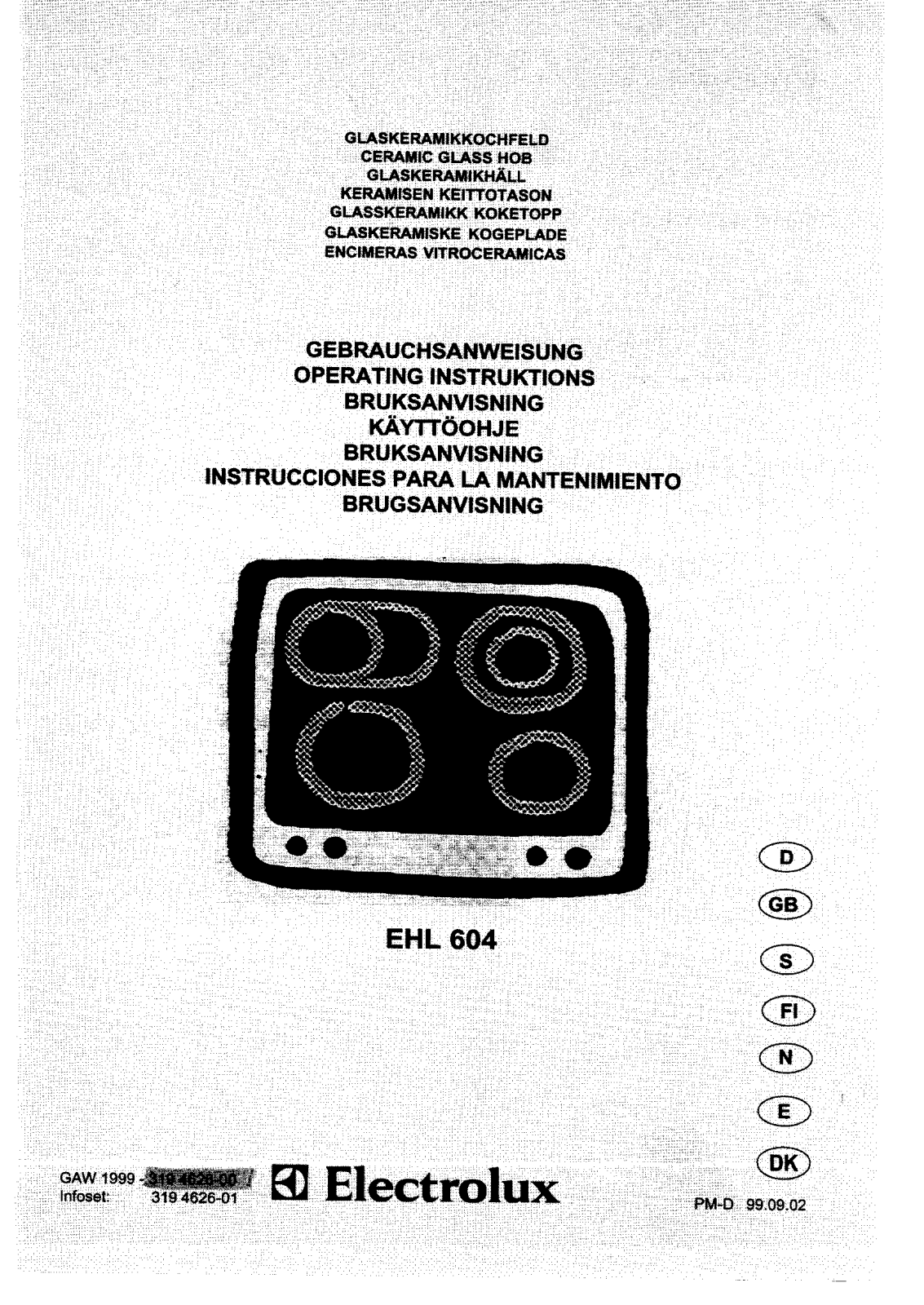 AEG EHL604X, EHL604K, EHL604B, EHL604 User Manual