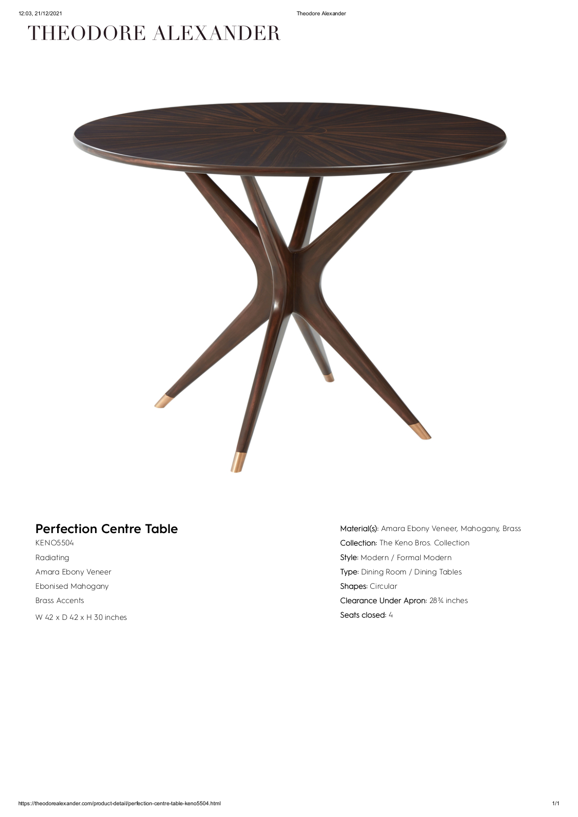 Theodore Alexander FPLJ2034 Specifications - ManualMachine.com
