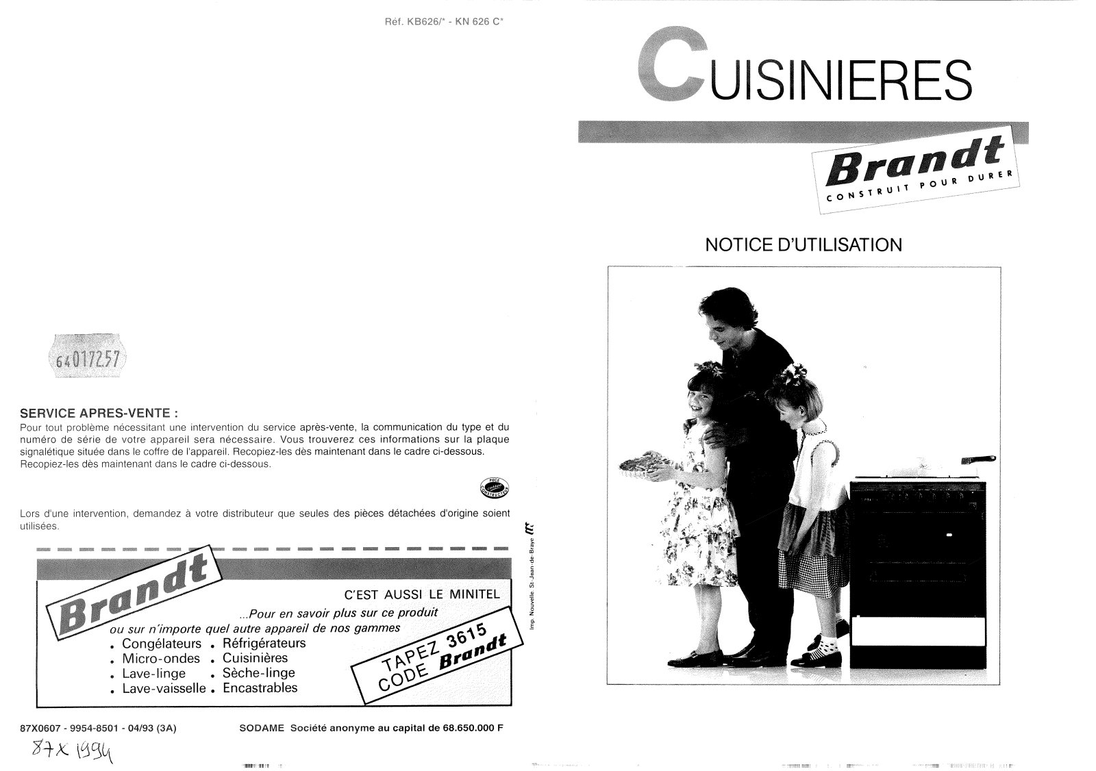 Brandt KN626C, KB626 User Manual