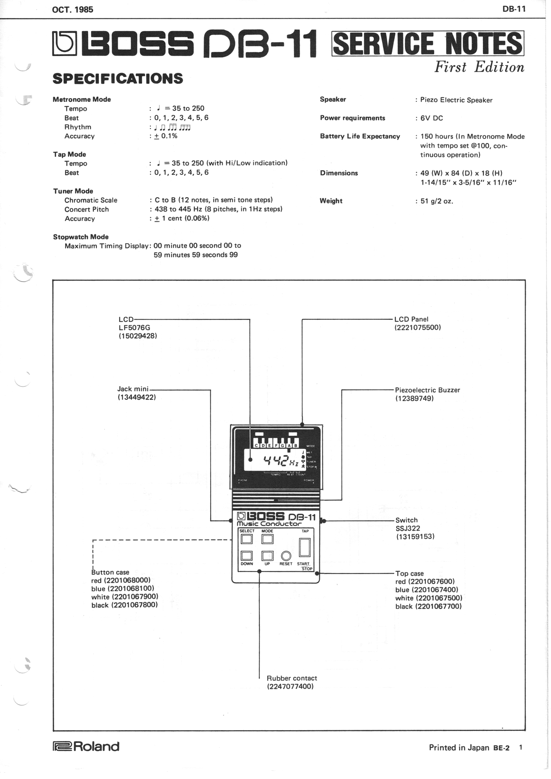 BOSS DB-11 Service Manual