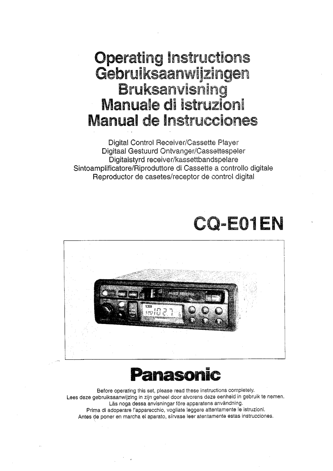 Panasonic CQ-E01EN Operating Instructions