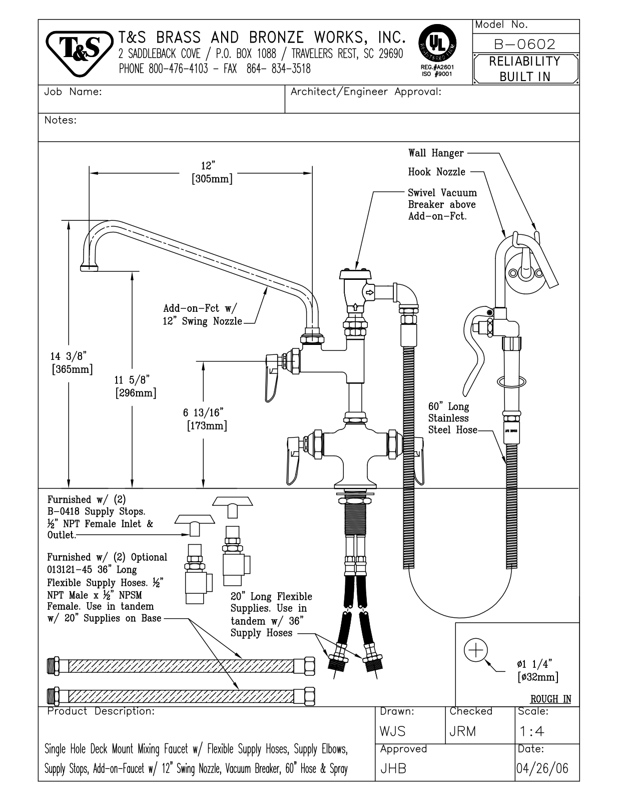 T&S Brass B-0602 User Manual