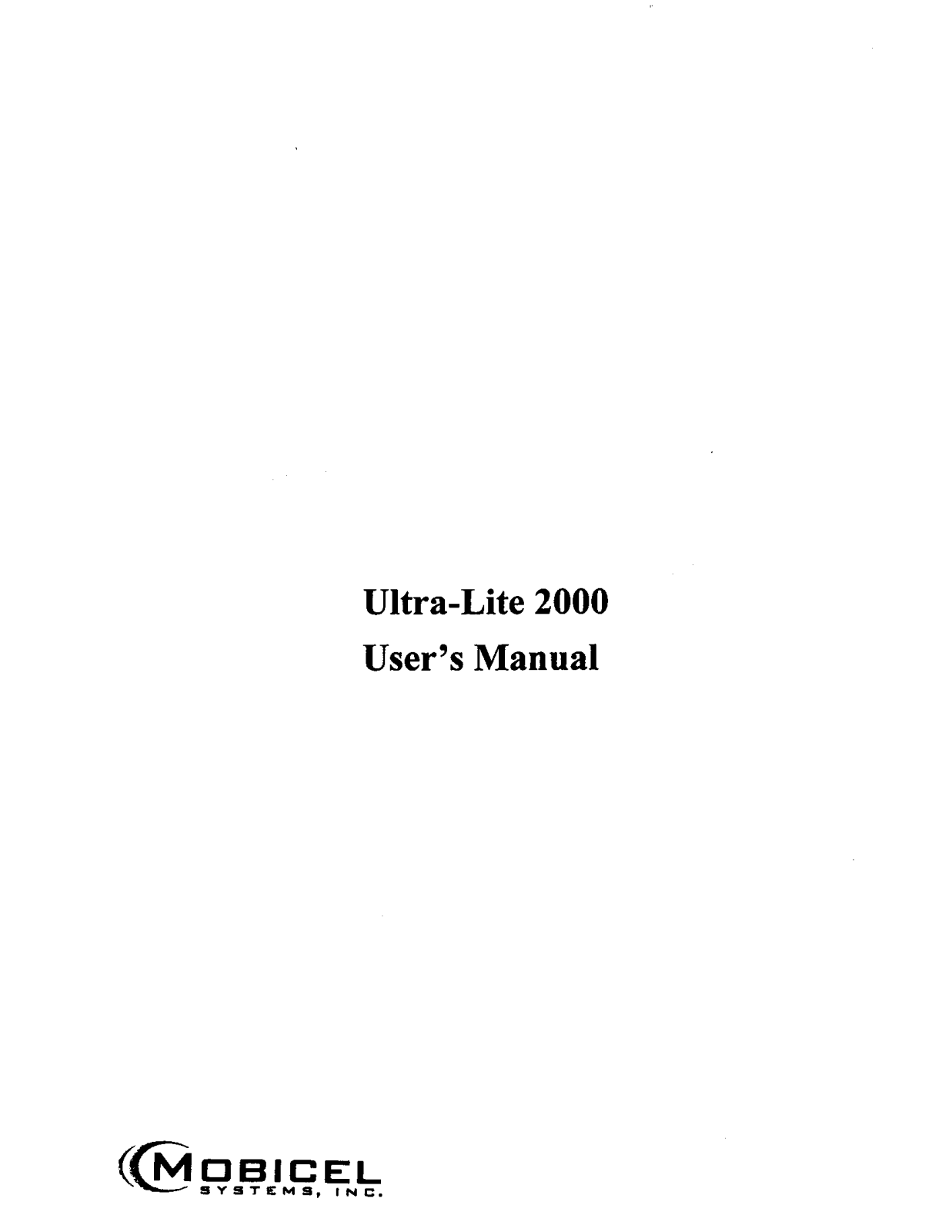 Tecom Co ULTRA LITE2000 User Manual