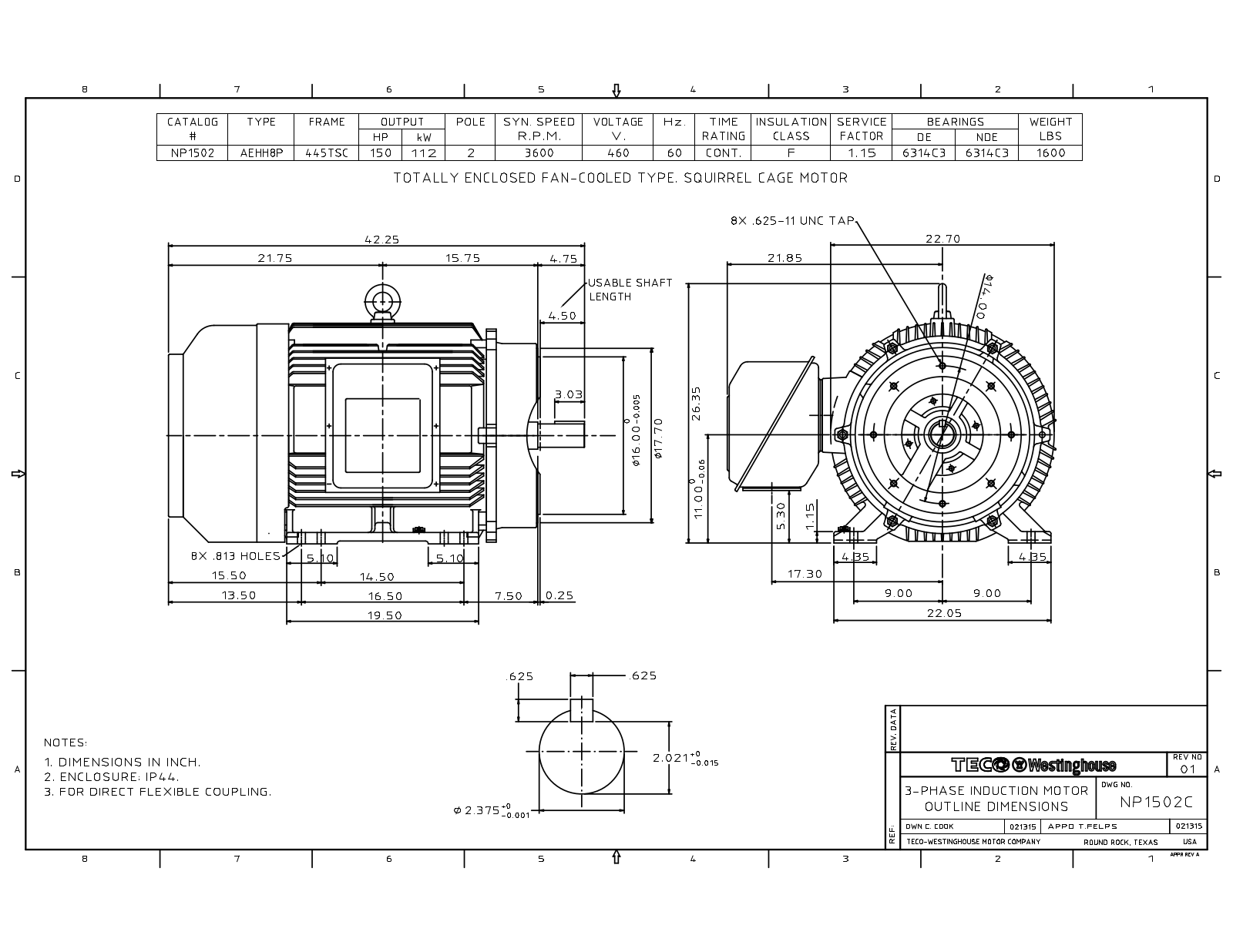 Teco NP1502C Reference Drawing