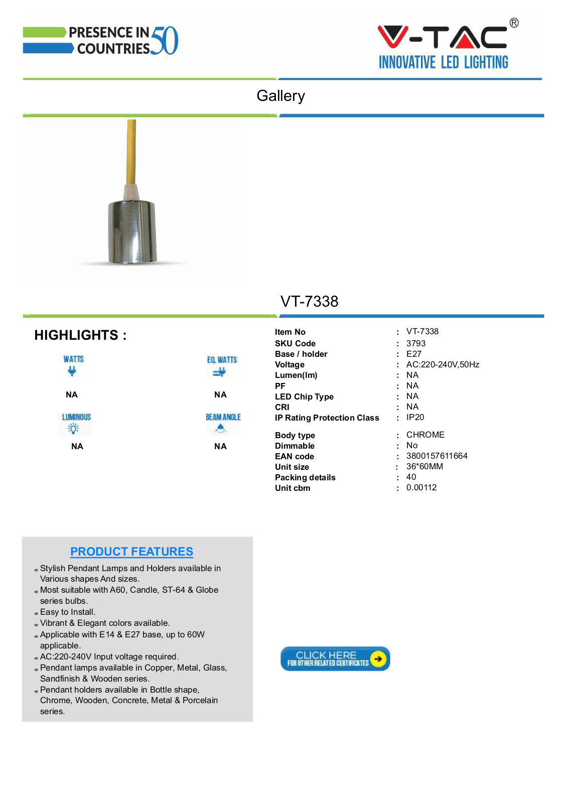 V-TAC VT-3793 Datasheet - ManualMachine.com