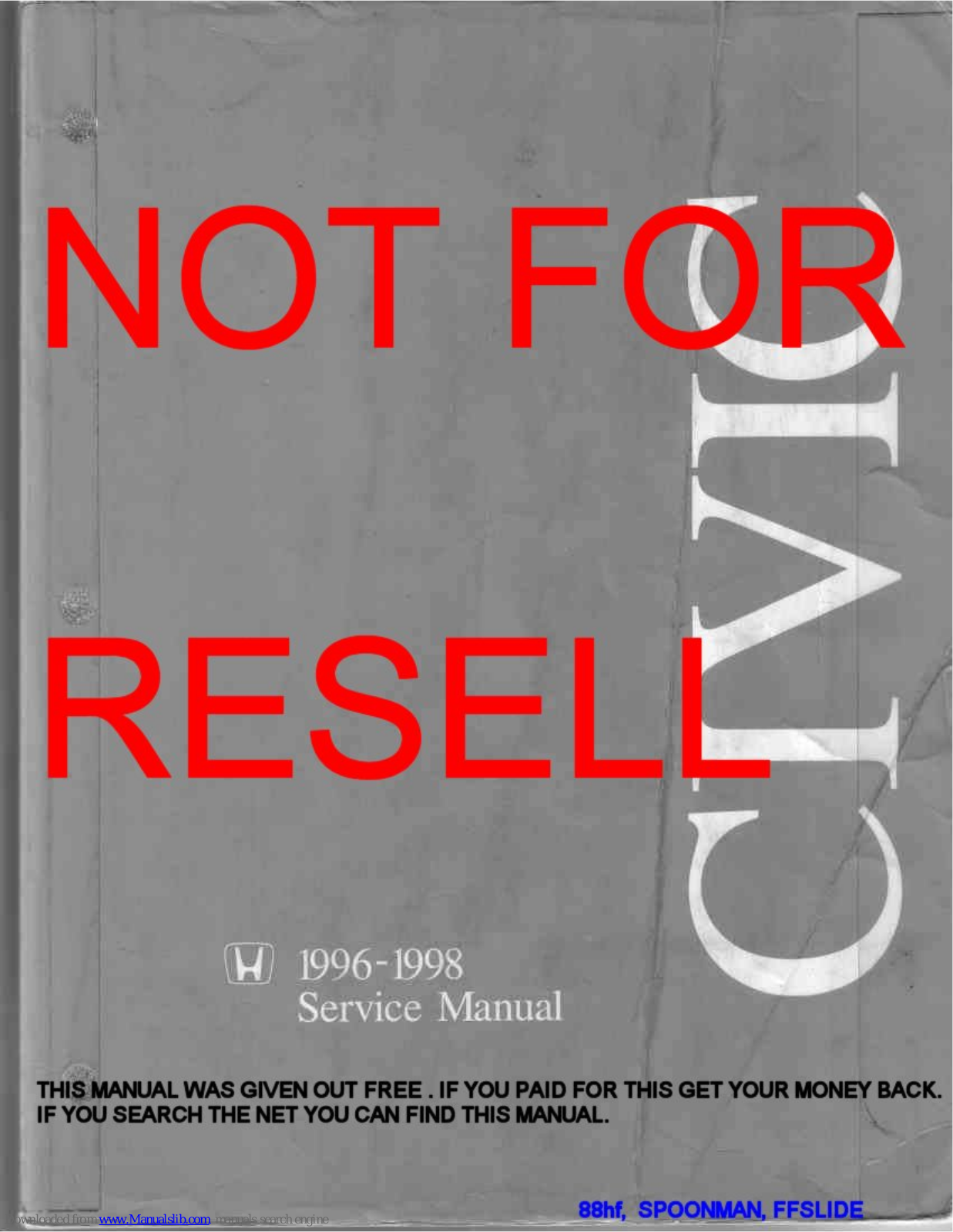 Honda Civic (1998), Civic (1997), Civic (1996) Service Manual