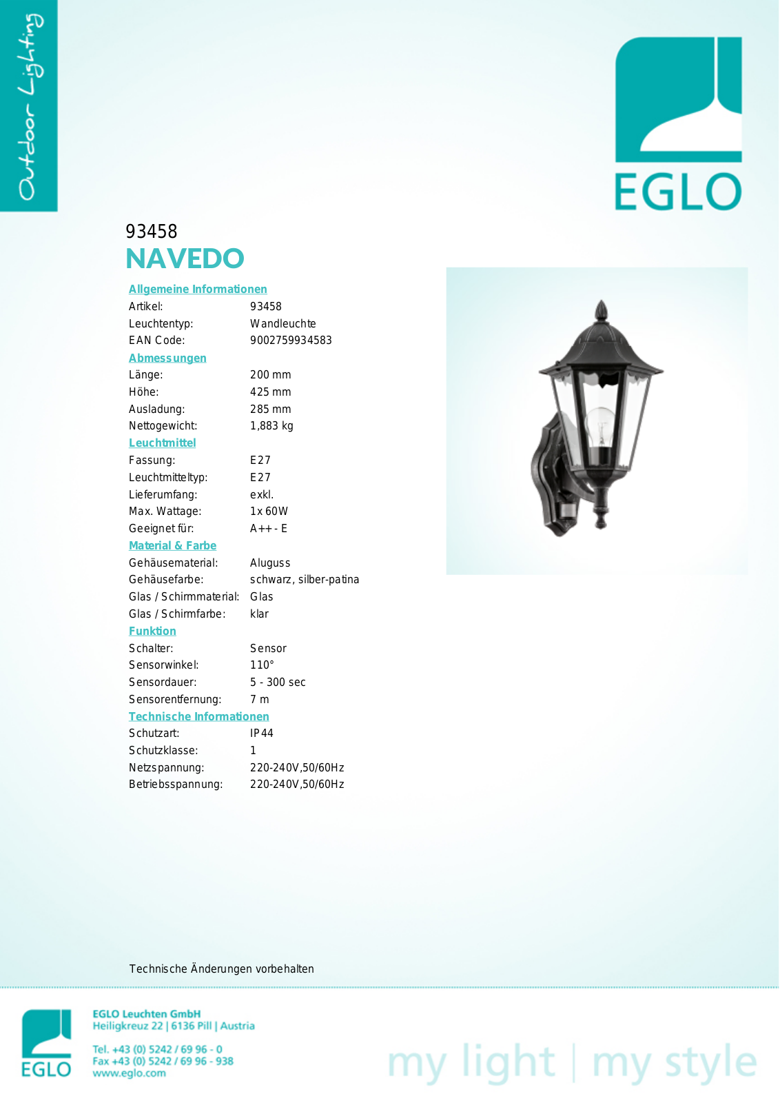 Eglo 93458 Service Manual