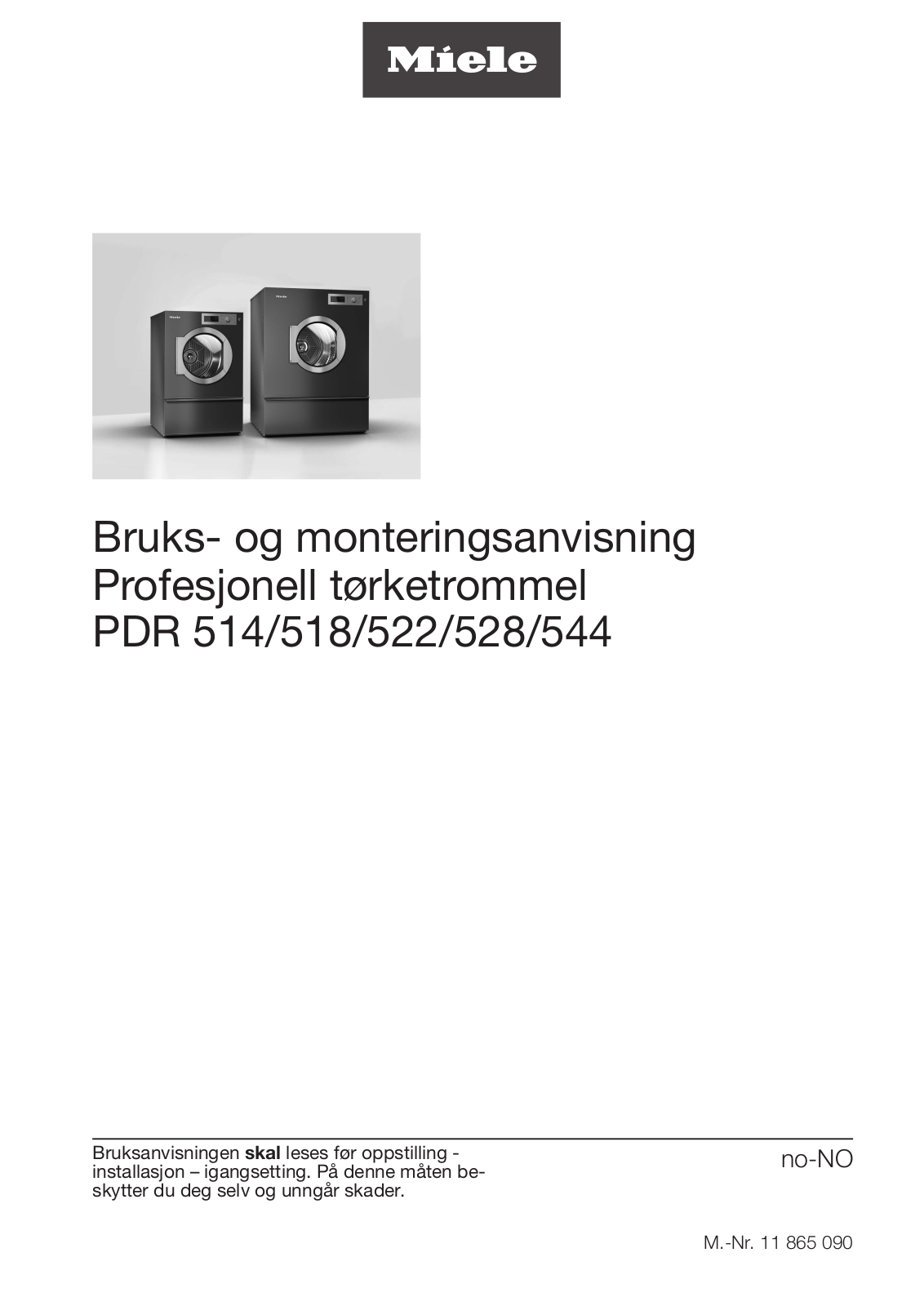 Miele PDR 514, PDR 518, PDR 522, PDR 528, PDR 544 User manual