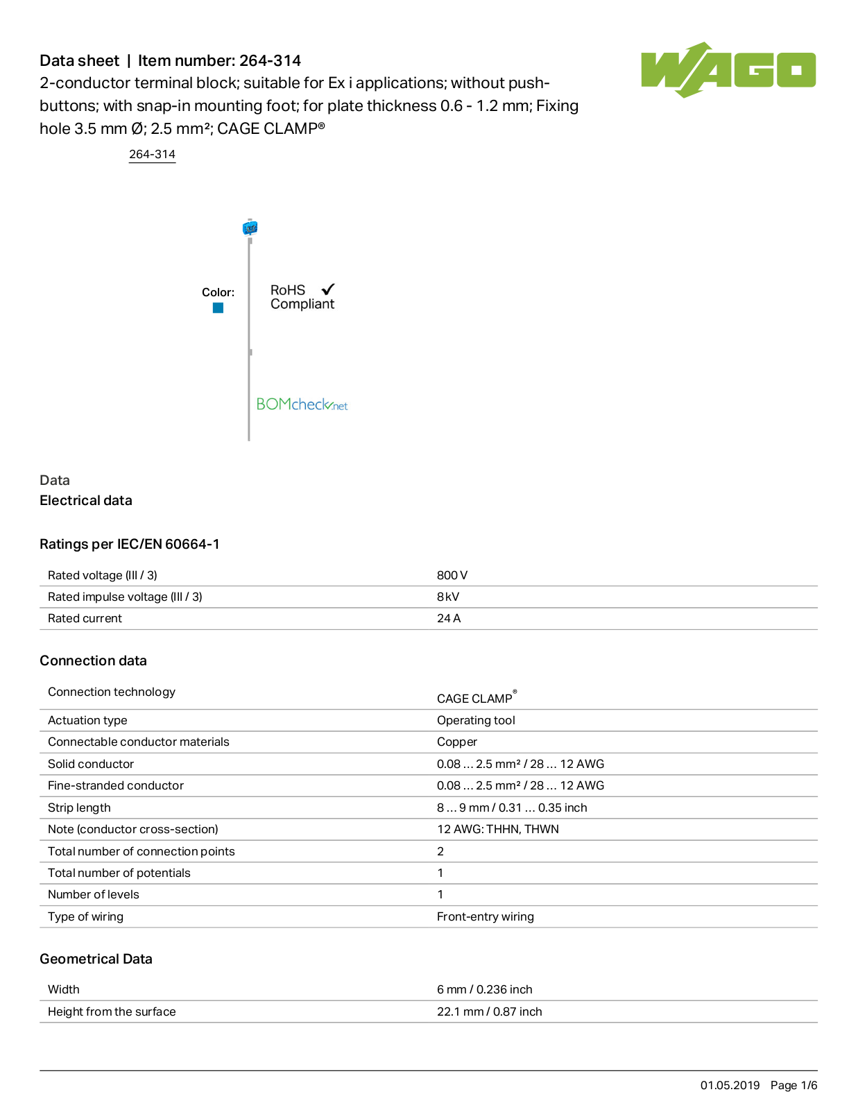 Wago 264-314 Data Sheet