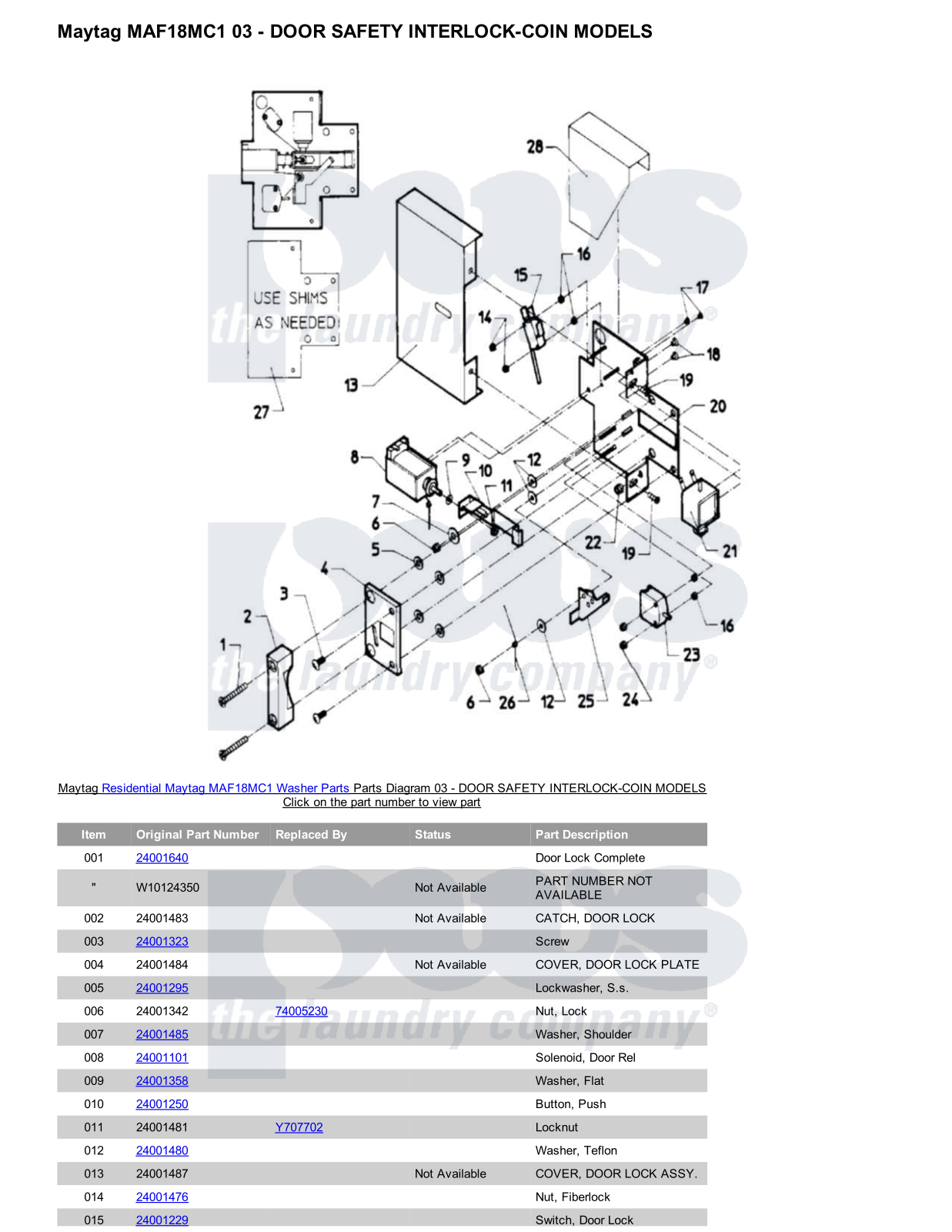 Maytag MAF18MC1 Parts Diagram