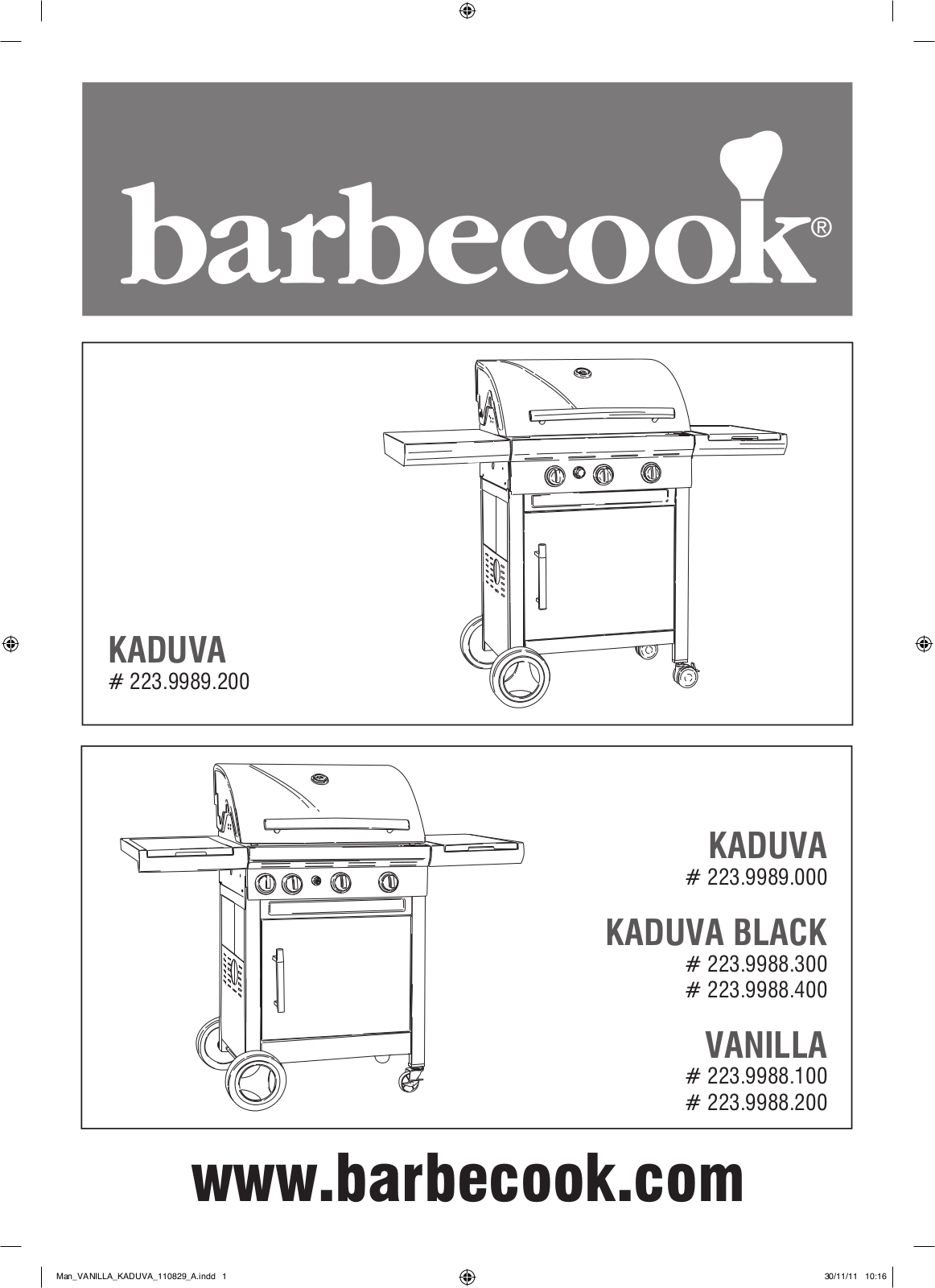 Barbecook Kaduva Inox, Vanilla, Kaduva Black User Manual