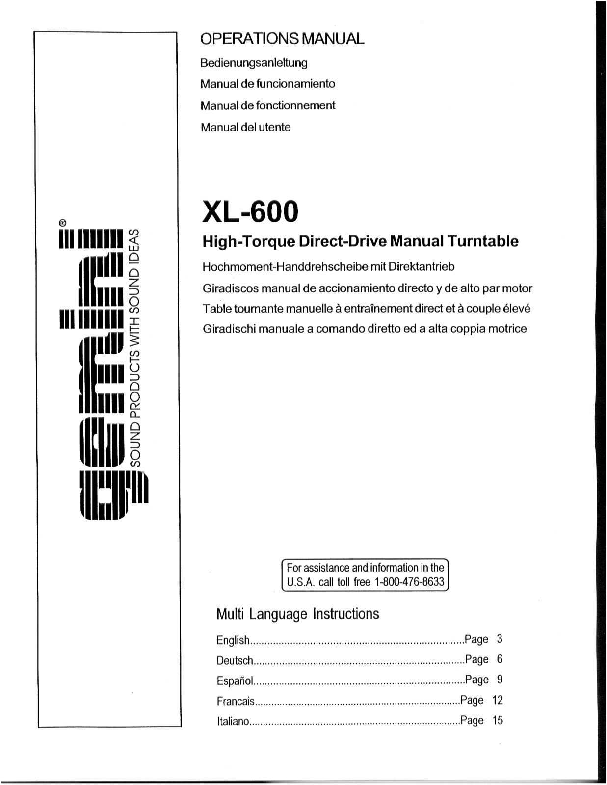 Gemini Sound XL-600 Owners manual