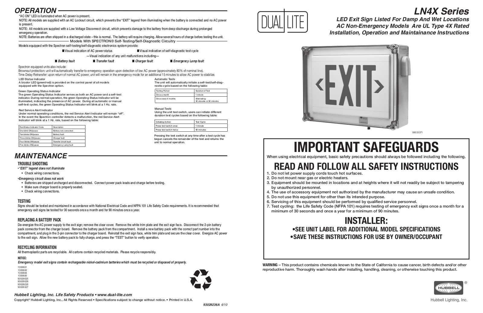Dual-Lite LN4X Installation Manual - ManualMachine.com