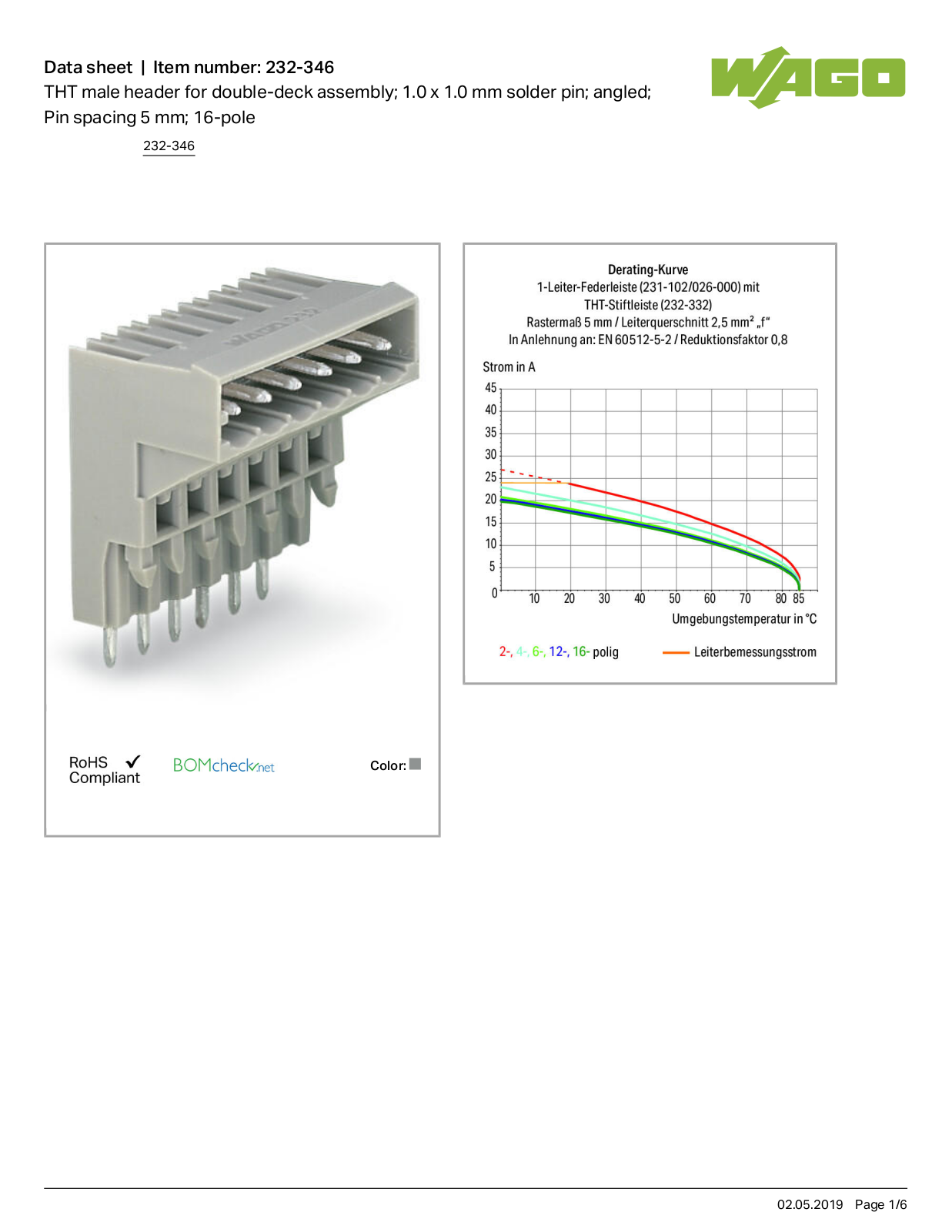 Wago 232-346 Data Sheet