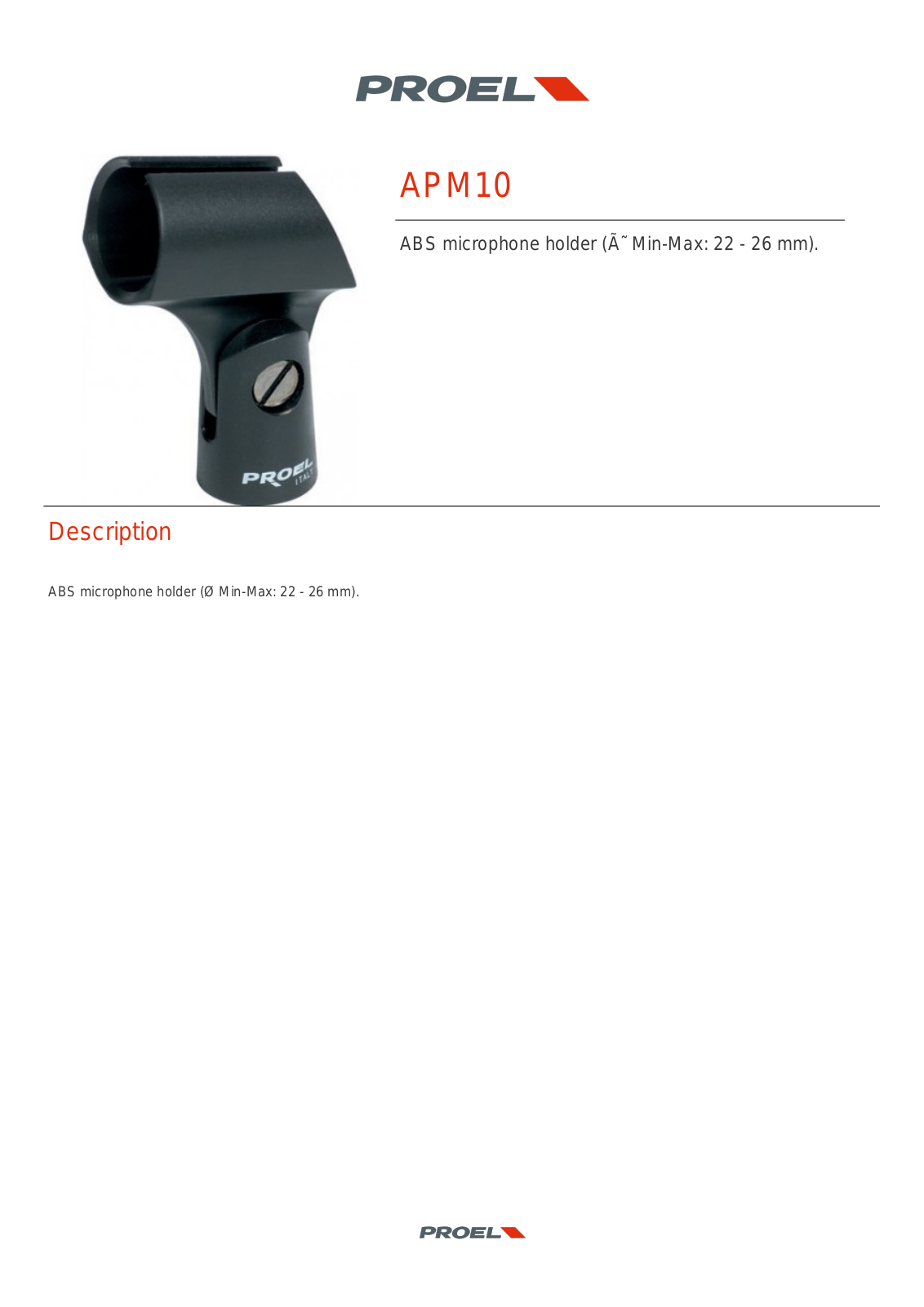 PROEL APM10 TECHNICAL SPECIFICATIONS - ManualMachine.com