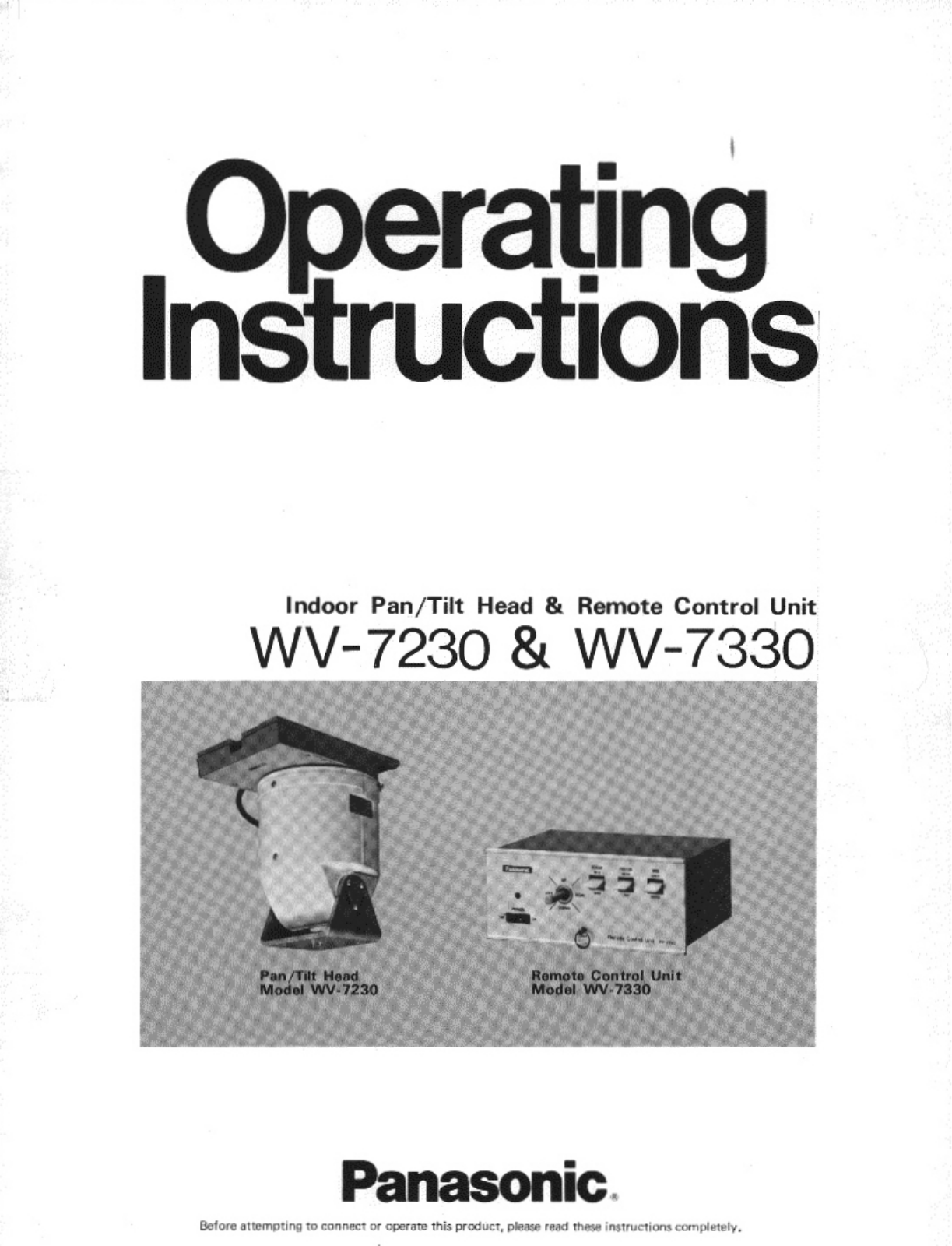 Panasonic WV-7330, WV-7230 User Manual