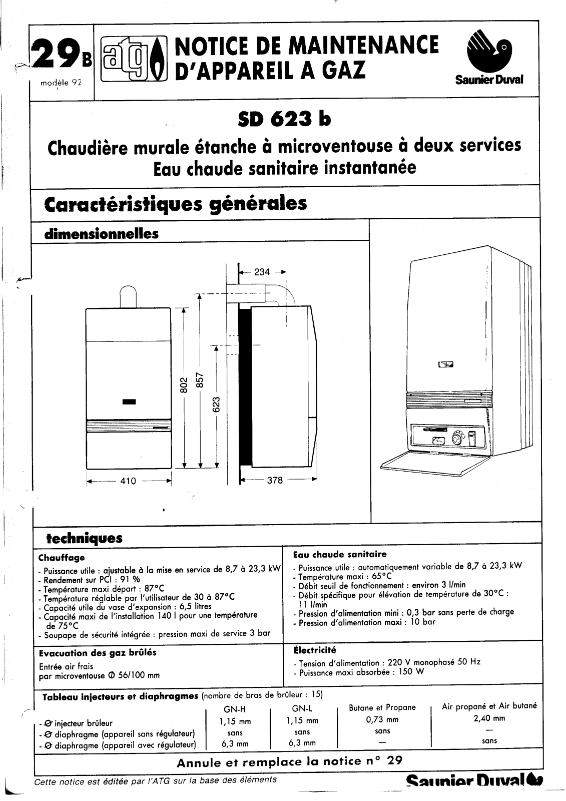 SAUNIER DUVAL SD 623 B User Manual