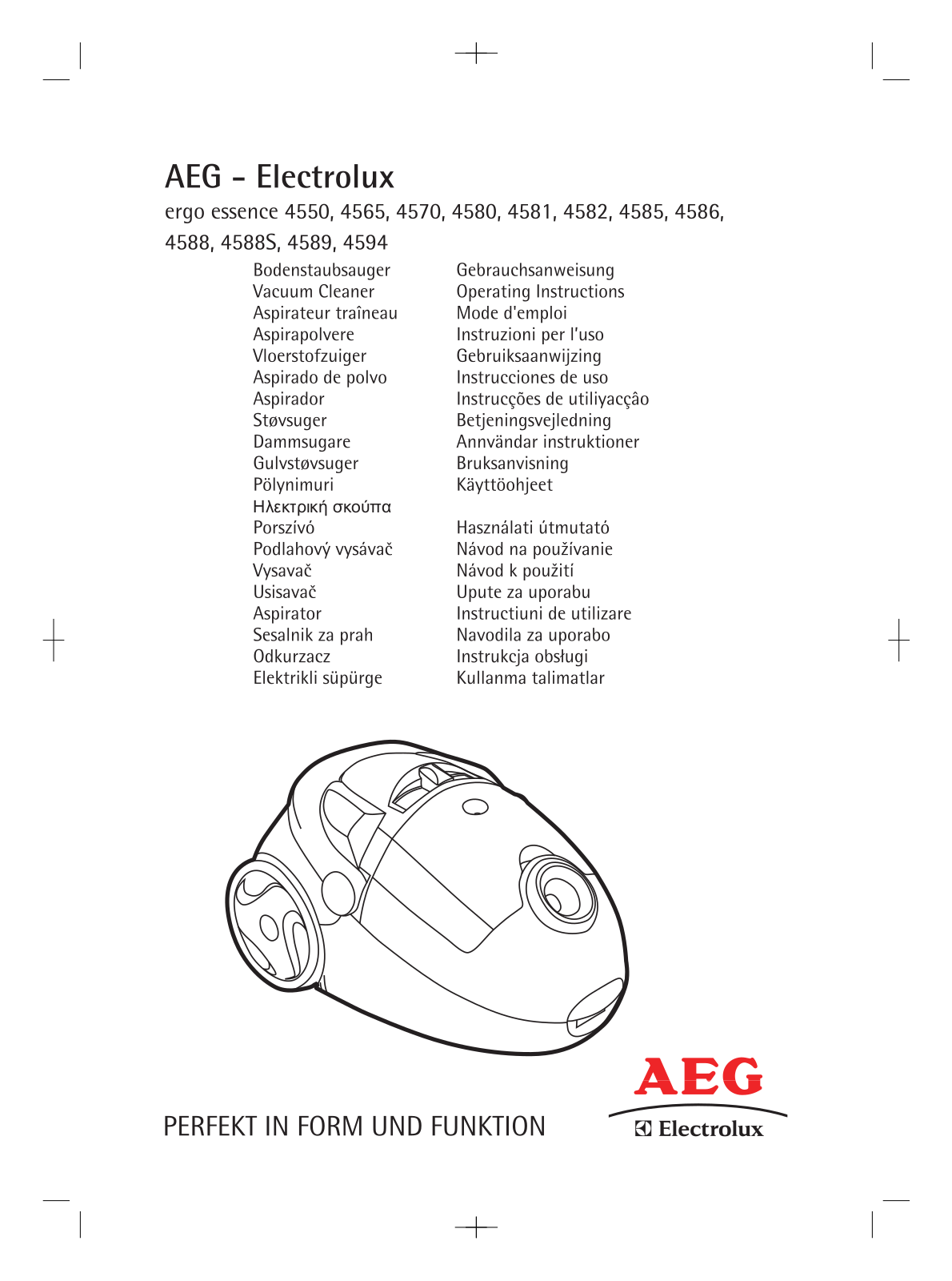 AEG ergo essence 4582, ergo essence 4588S, ergo essence 4589, ergo essence 4594 User Manual