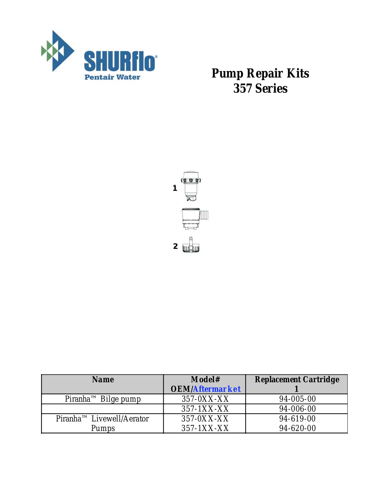 Shurflo 357-112-00 Parts List