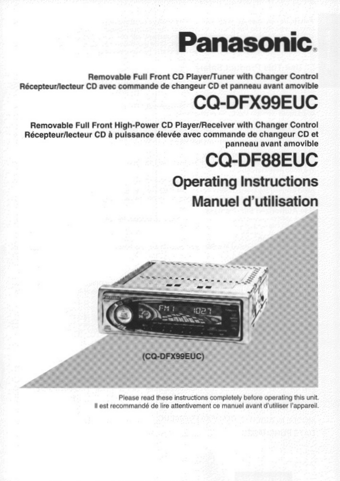 Panasonic CQ-DFX88EUC, CQDFX99EUC User Manual