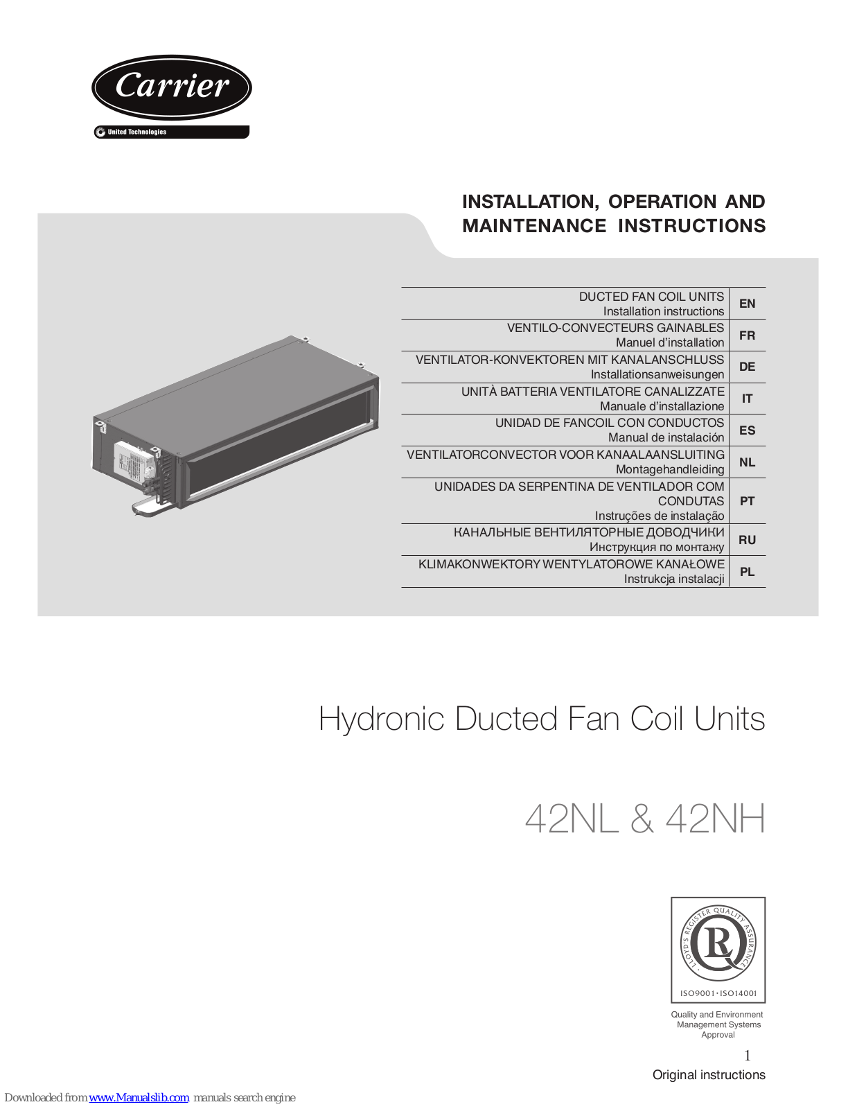 Carrier 42NL series, 42NH series, 42NL, 42NH Installation, Operation And Maintenance Instructions - ManualMachine.com