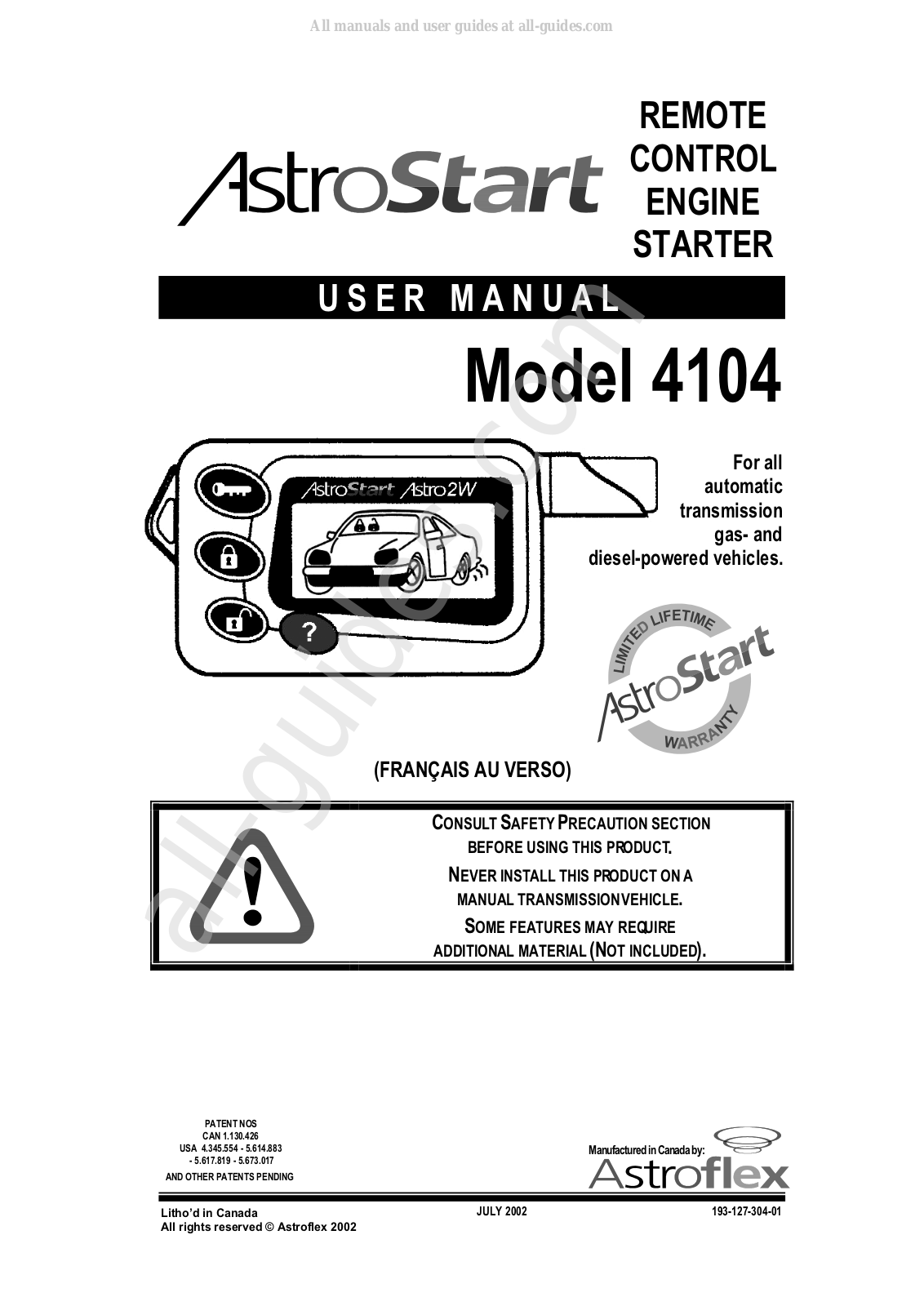 AstroStart 4104 User Manual