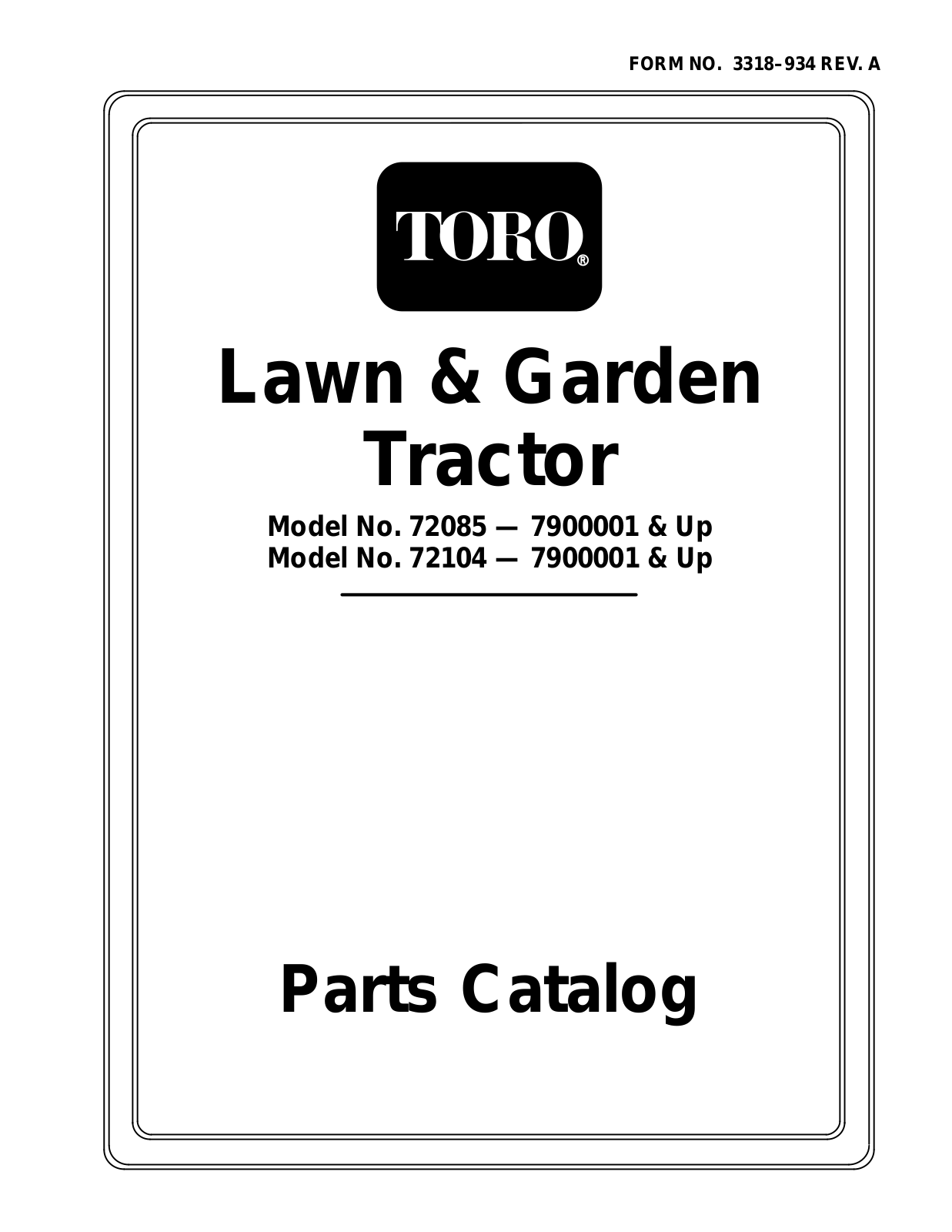 Toro 72104 Parts Catalogue