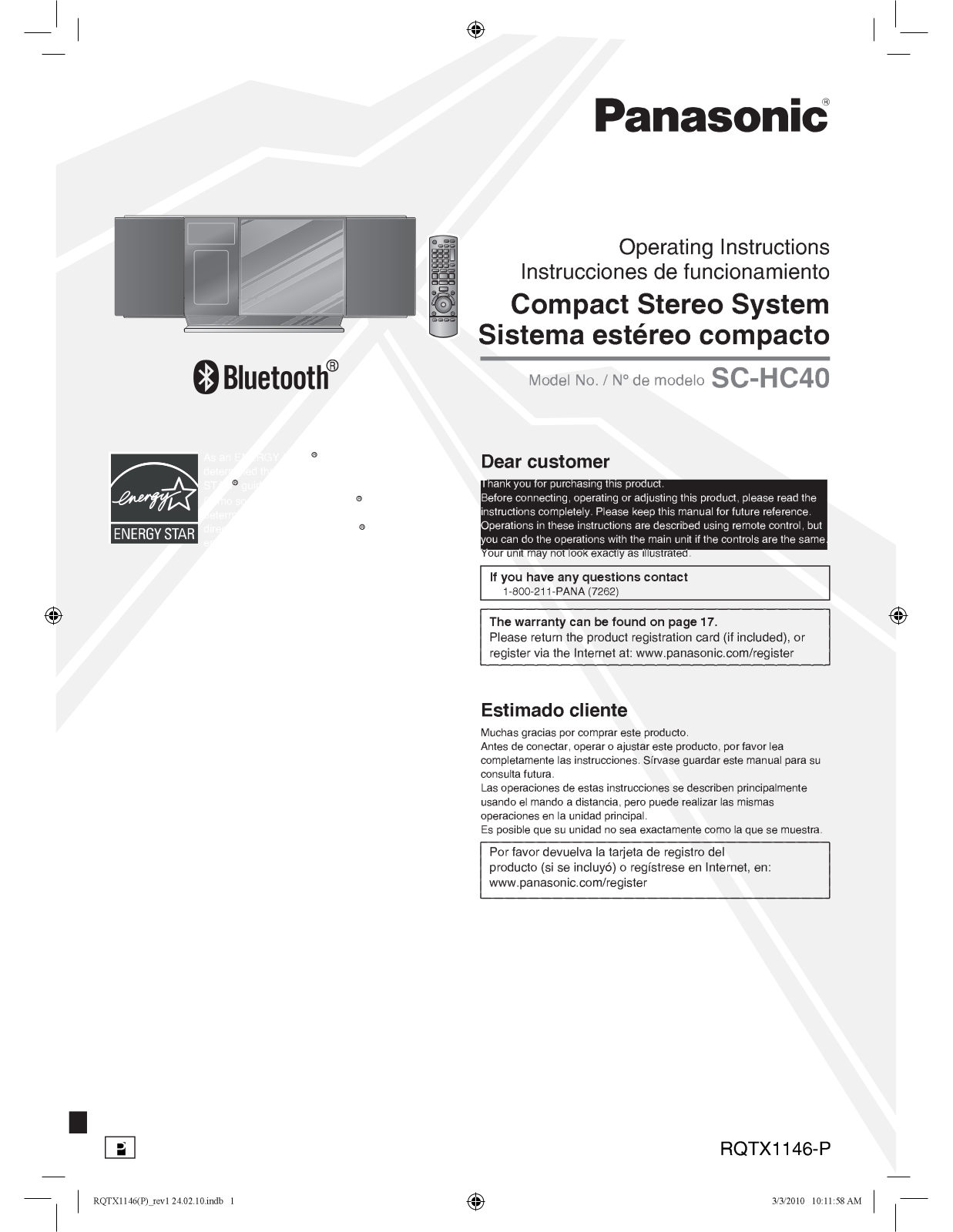 Panasonic of North America B21 R10001 User Manual