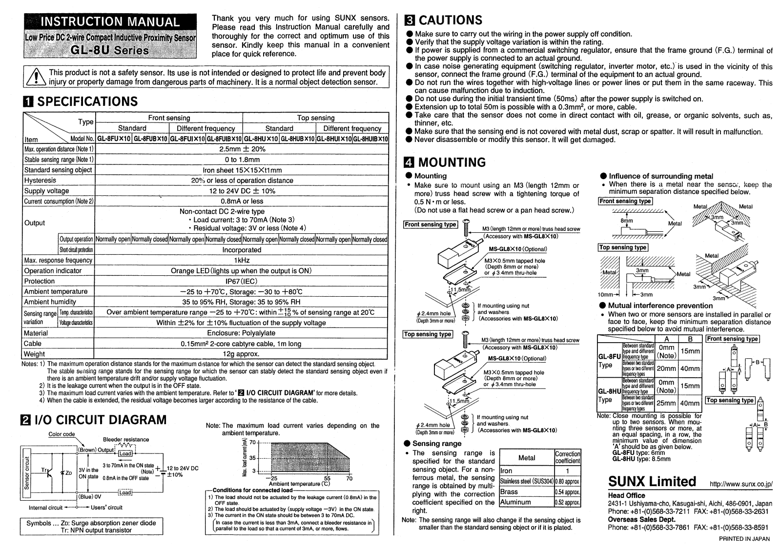 Panasonic GL-8FUBx10 Installation  Manual