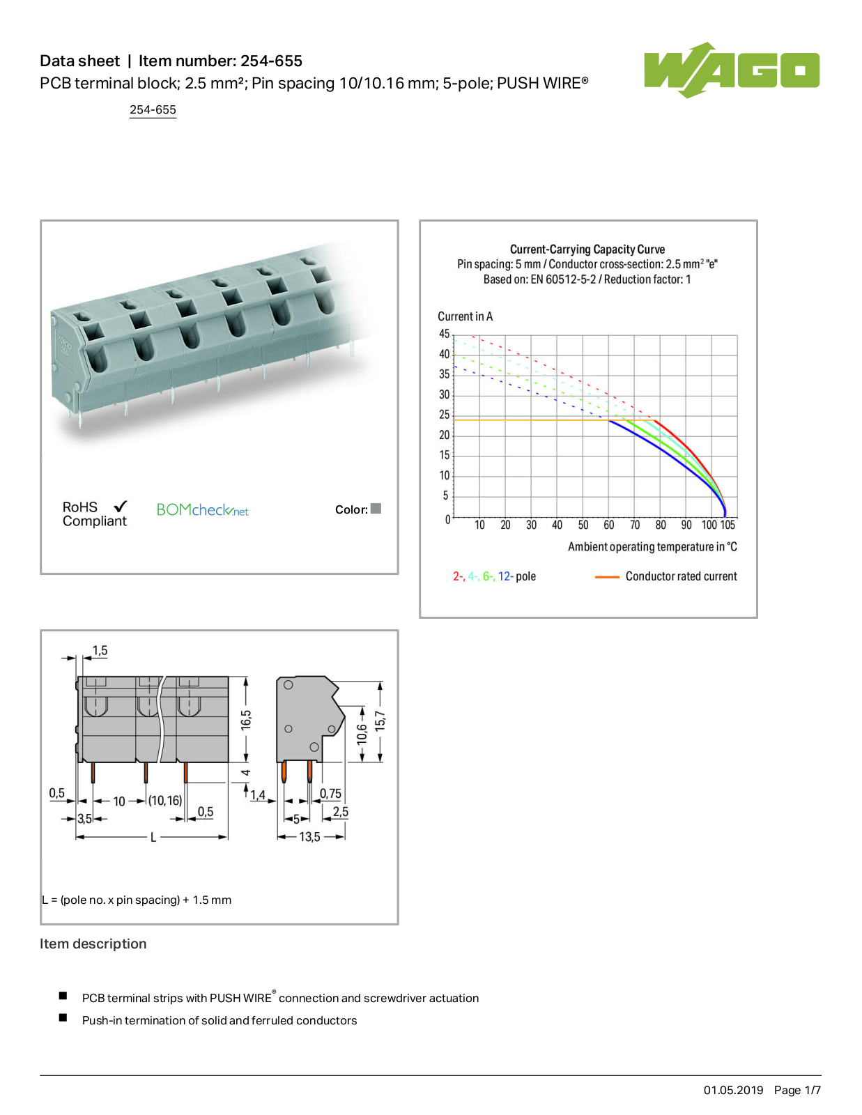 Wago 254-655 Data Sheet