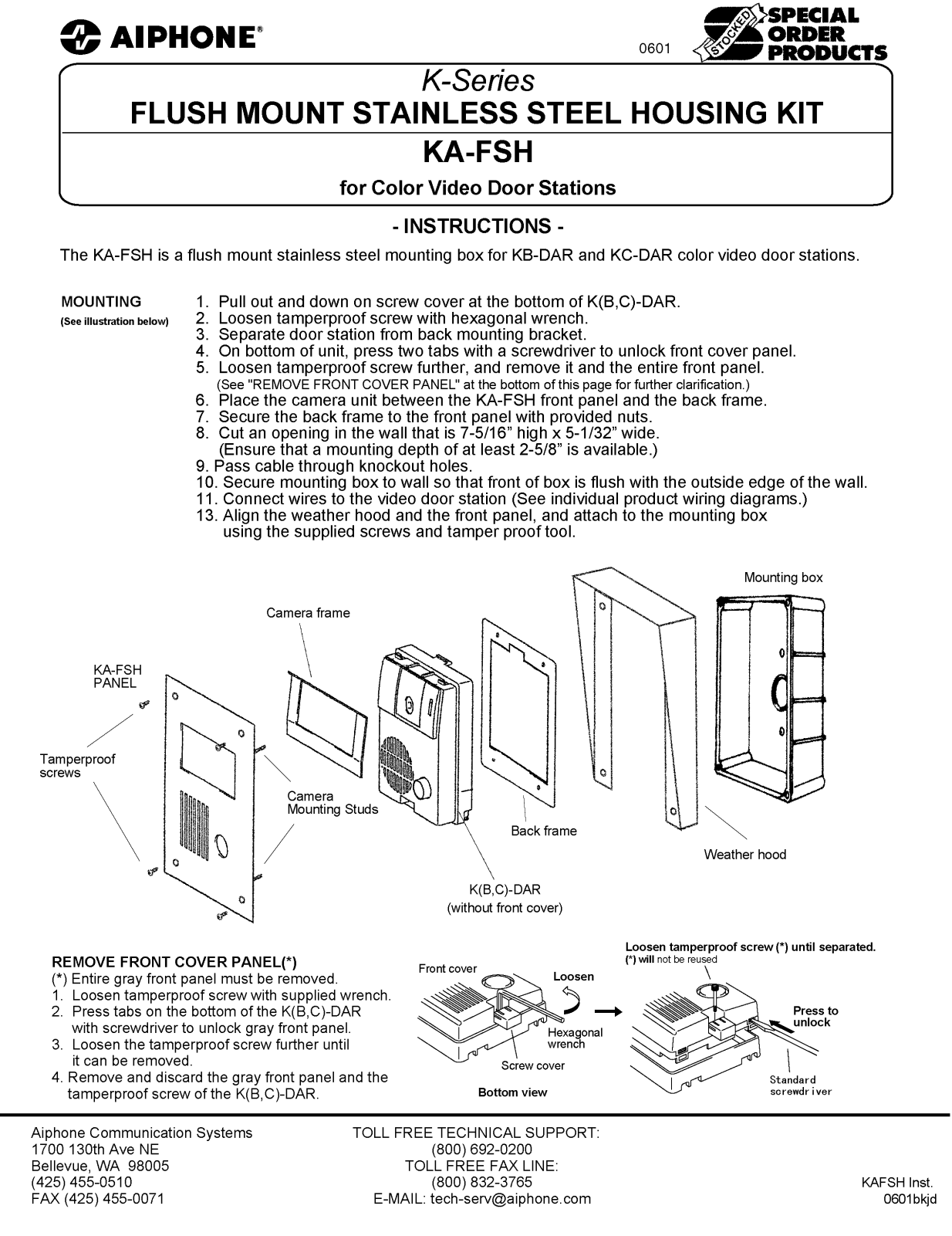 Aiphone KA-FSH User Manual