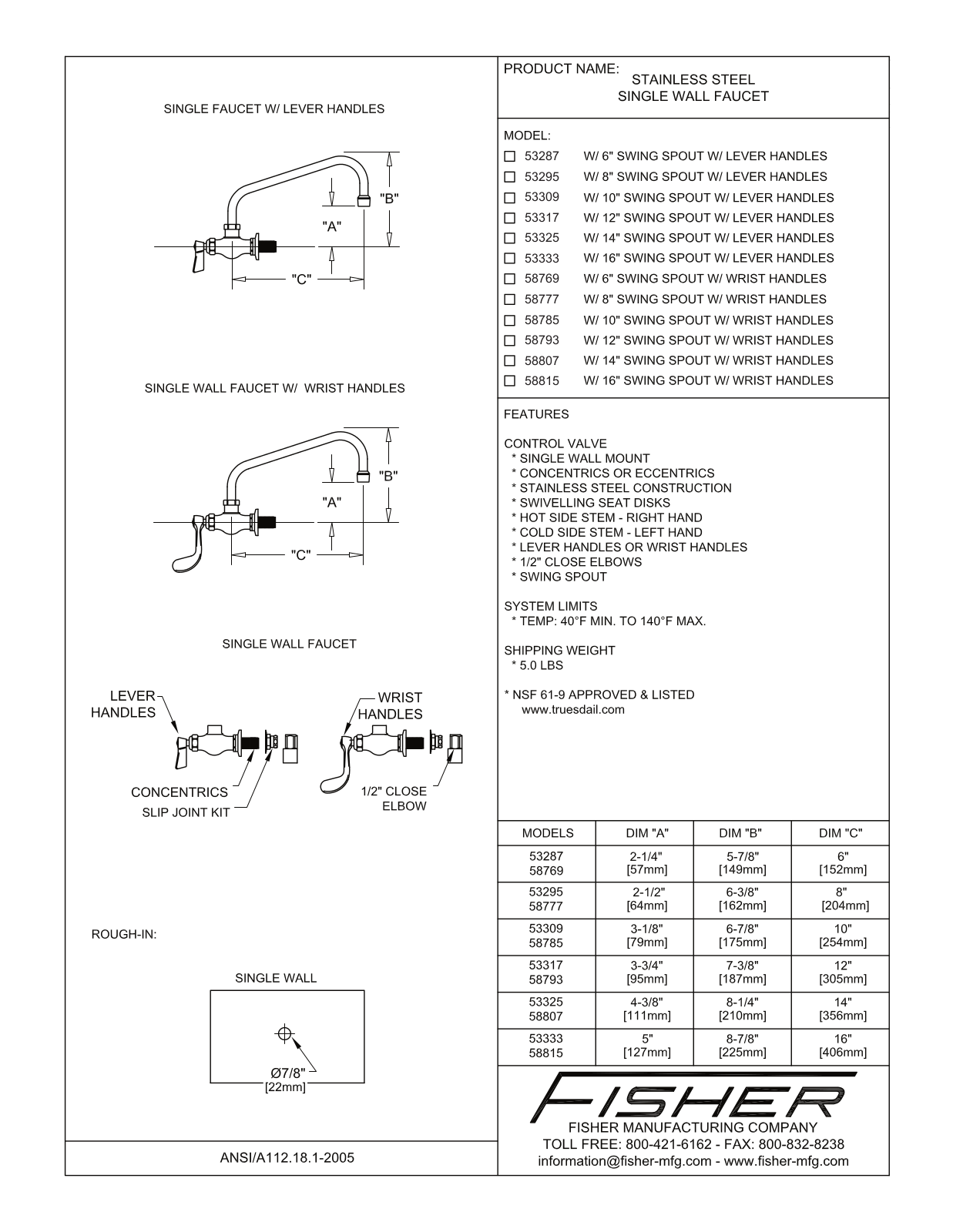 Fisher Manufacturing 53287 User Manual