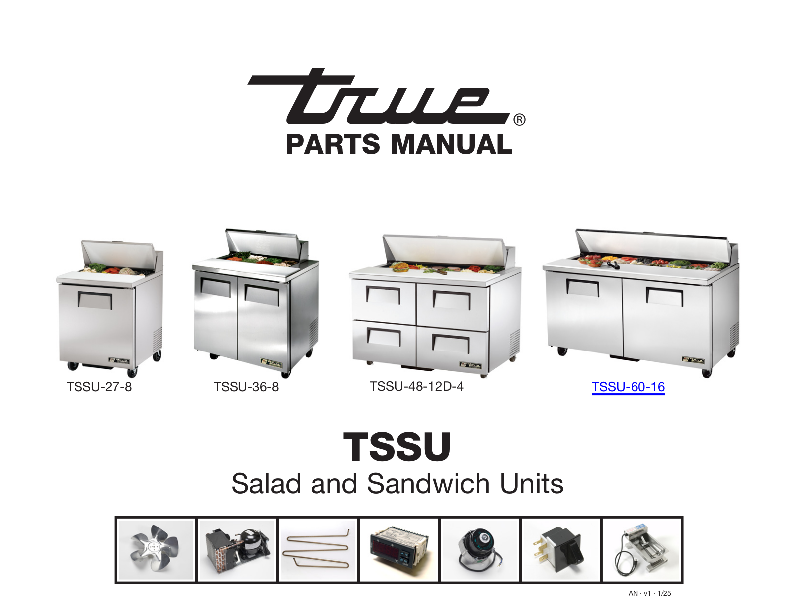 True TSSU-27 PARTS LIST