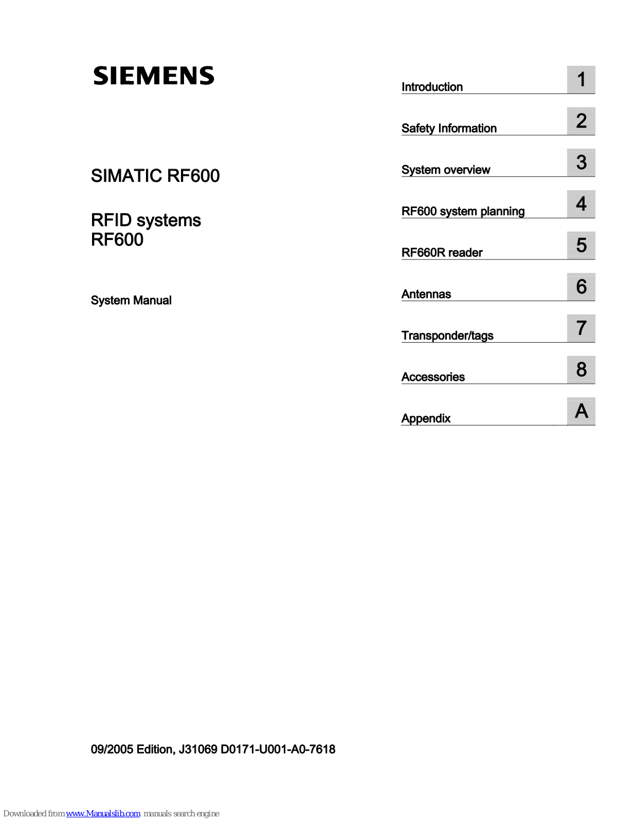 Siemens SIMATIC RF600, RF600 System Manual