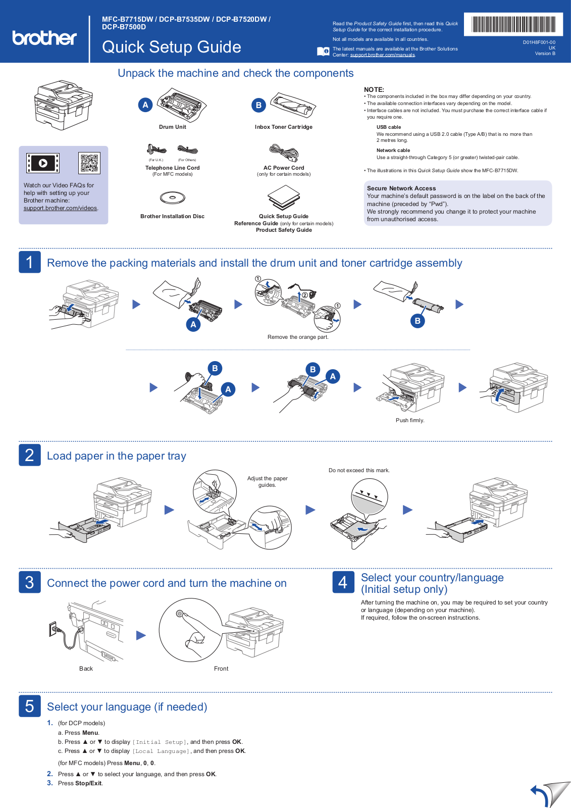 Brother MFC-B7715DW, DCP-B7520DW Setup Guide