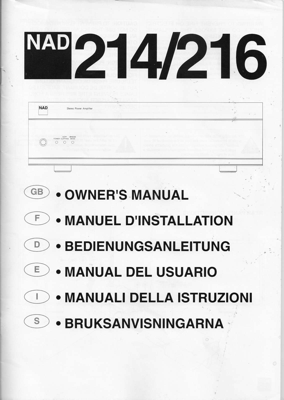 NAD 216 Owners manual