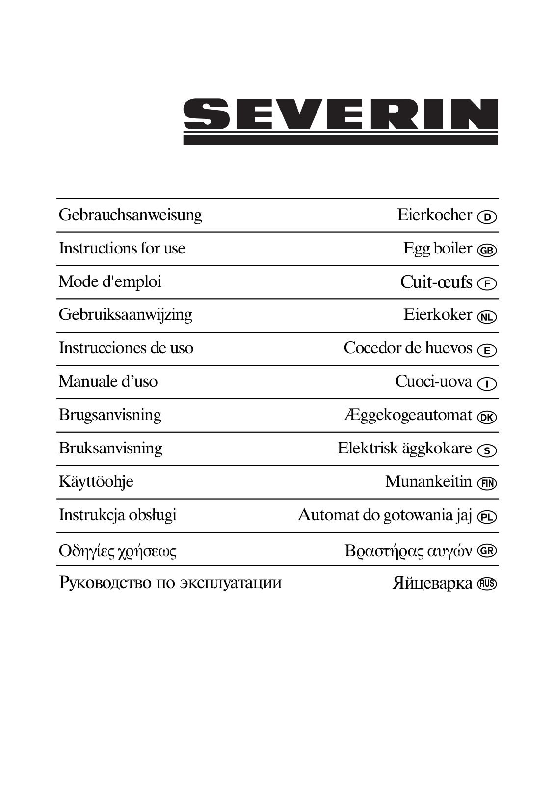 Severin EK 3156 User Manual