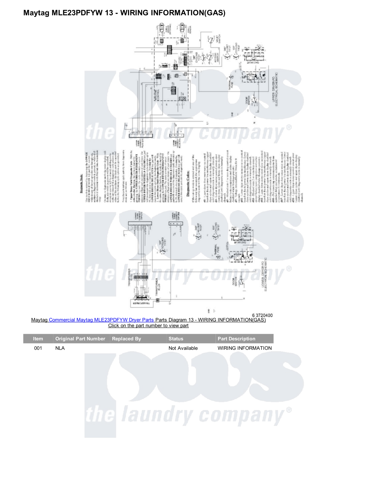 Maytag MLE23PDFYW Parts Diagram