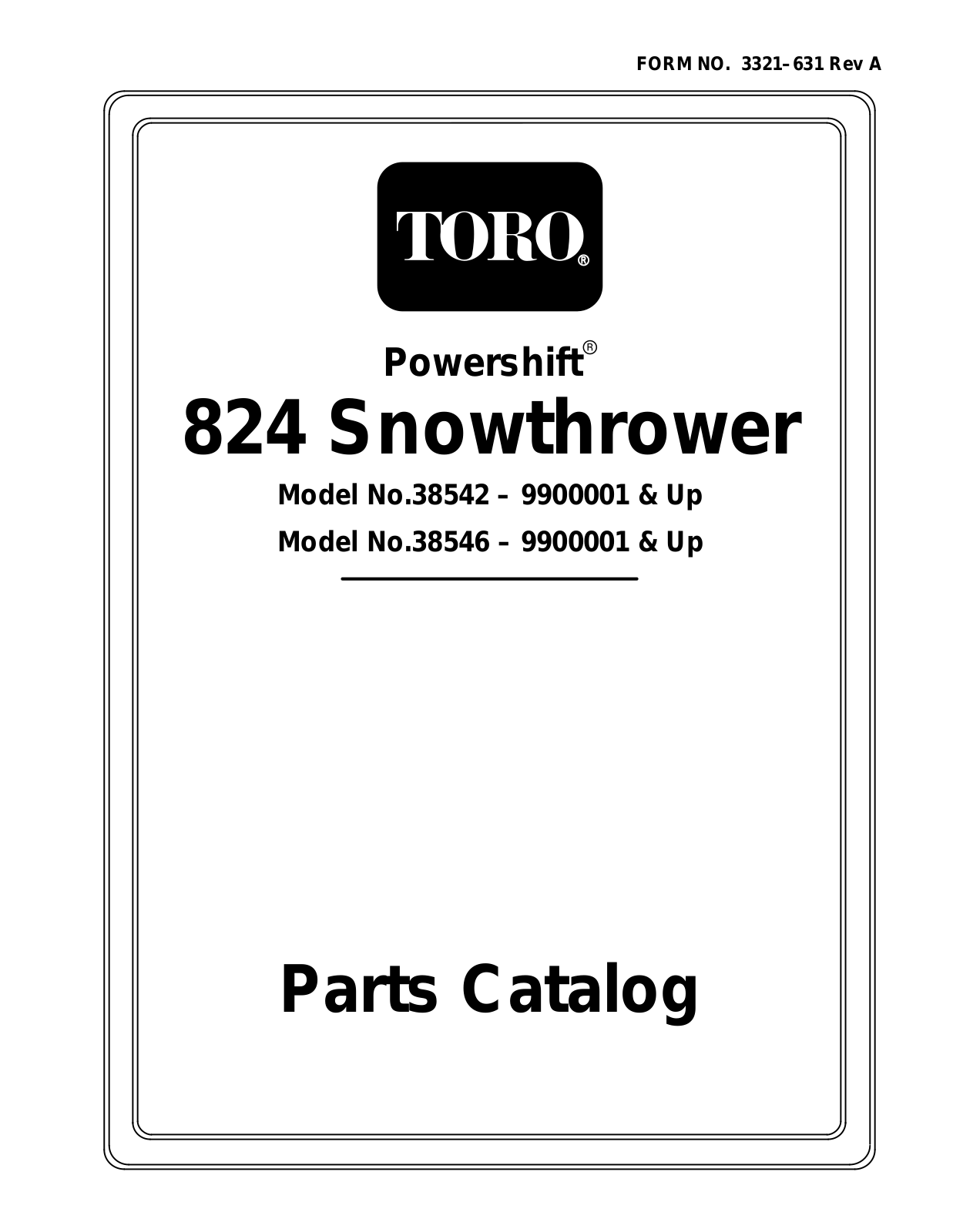 Toro 38542, 38546 Parts Catalogue