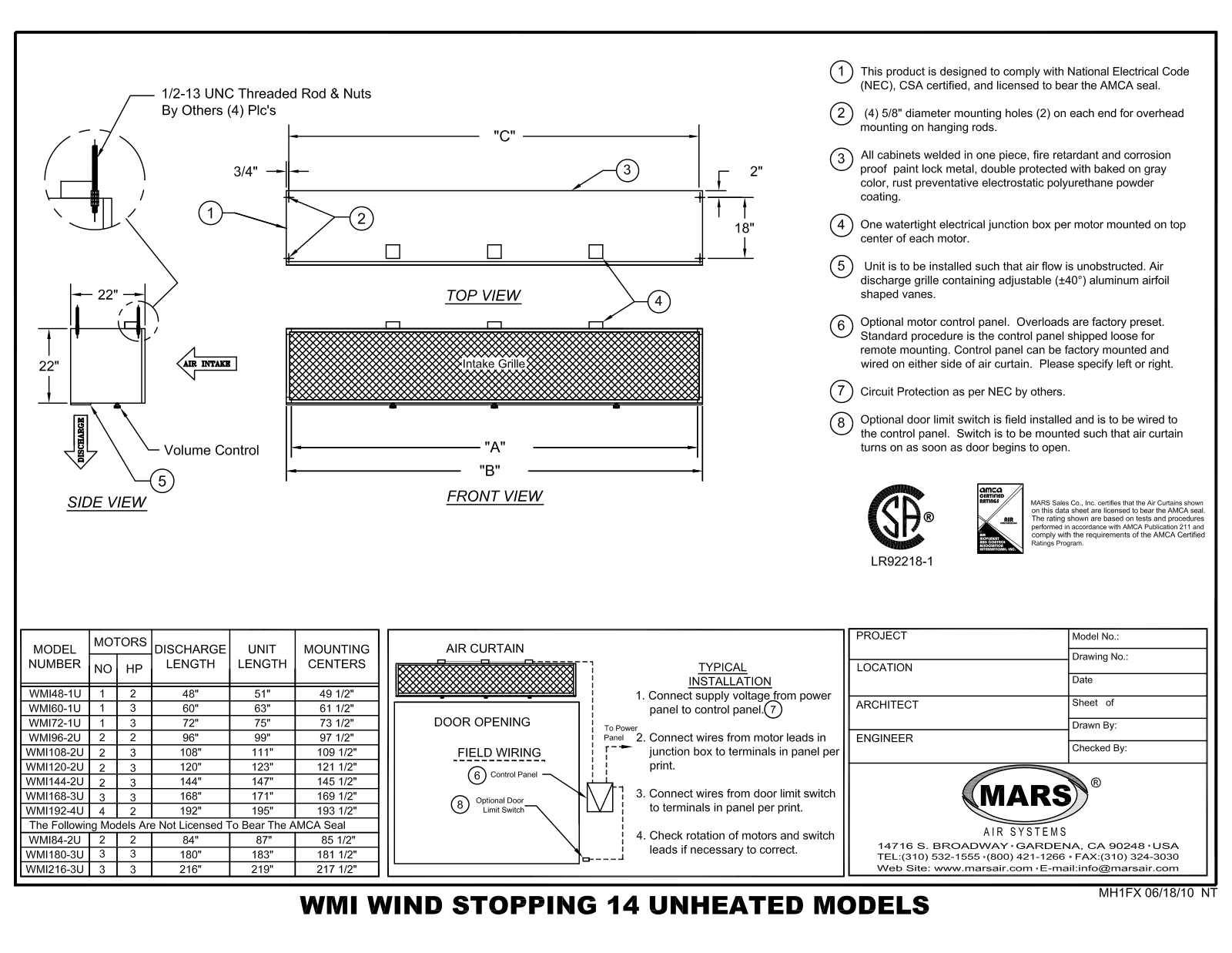 Mars Air WMI108-2U User Manual