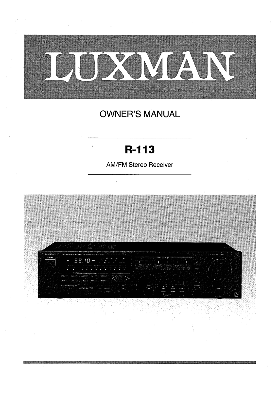 Luxman R-113 Owners Manual