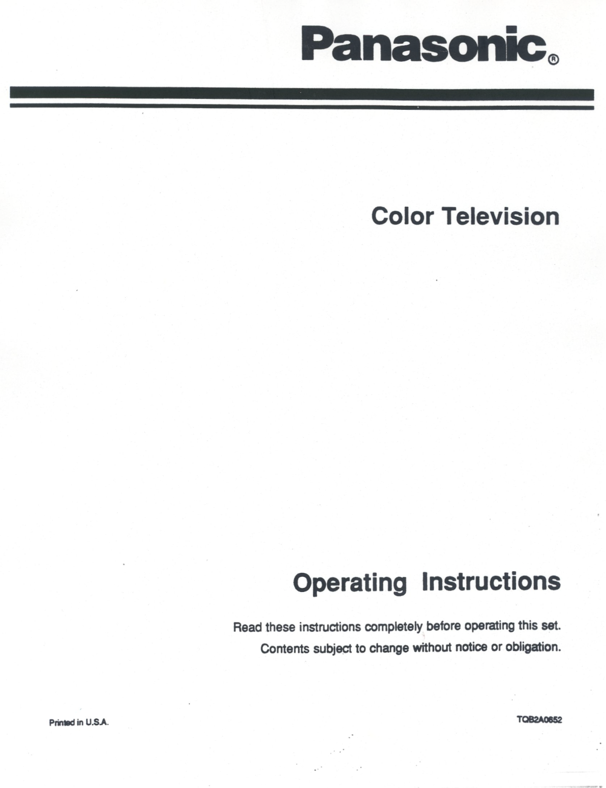 Panasonic CT-D20R User Manual